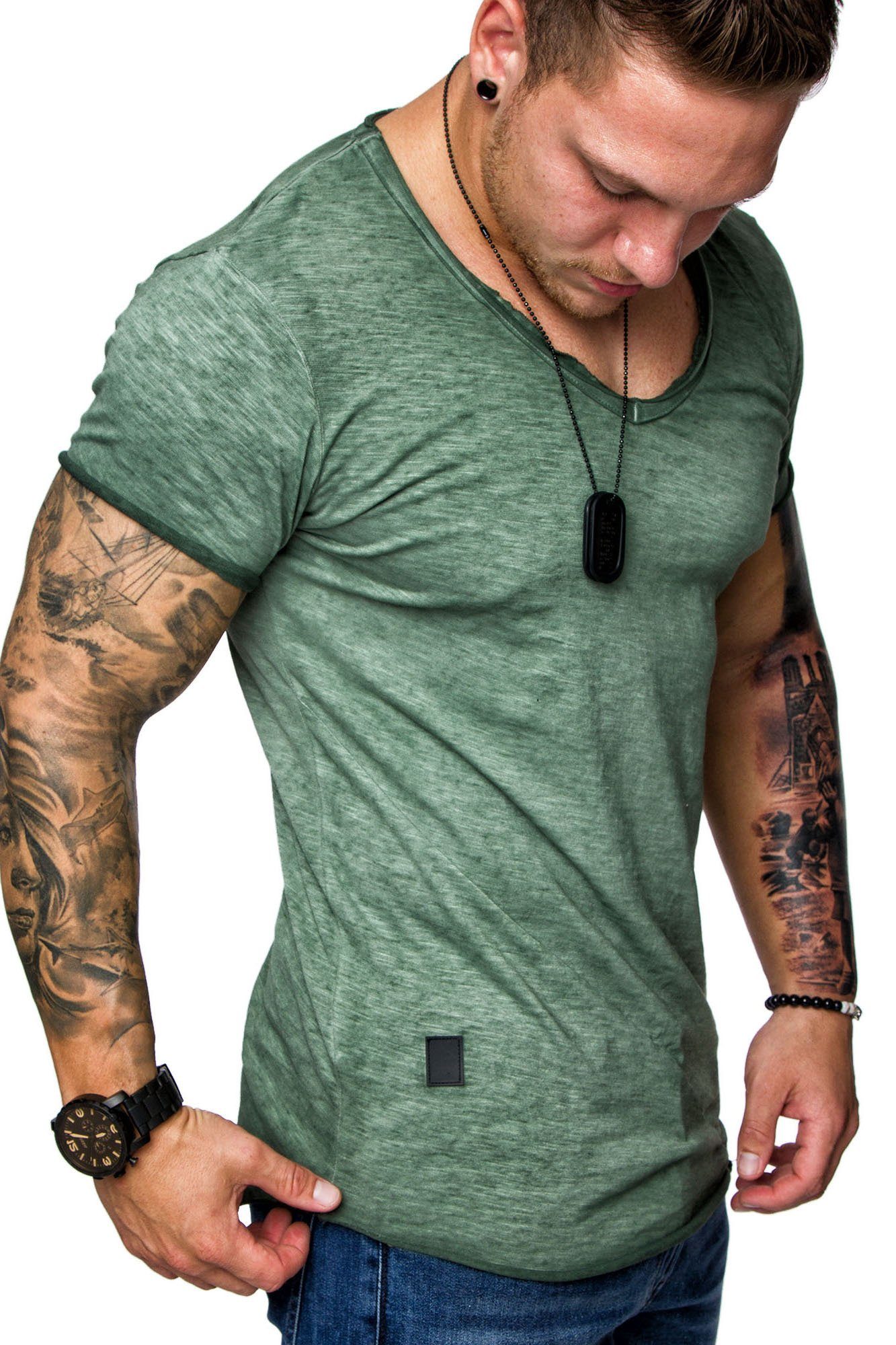 REPUBLIX T-Shirt AVA Herren Vintage Oversize Verwaschen V-Ausschnitt Shirt günstig online kaufen