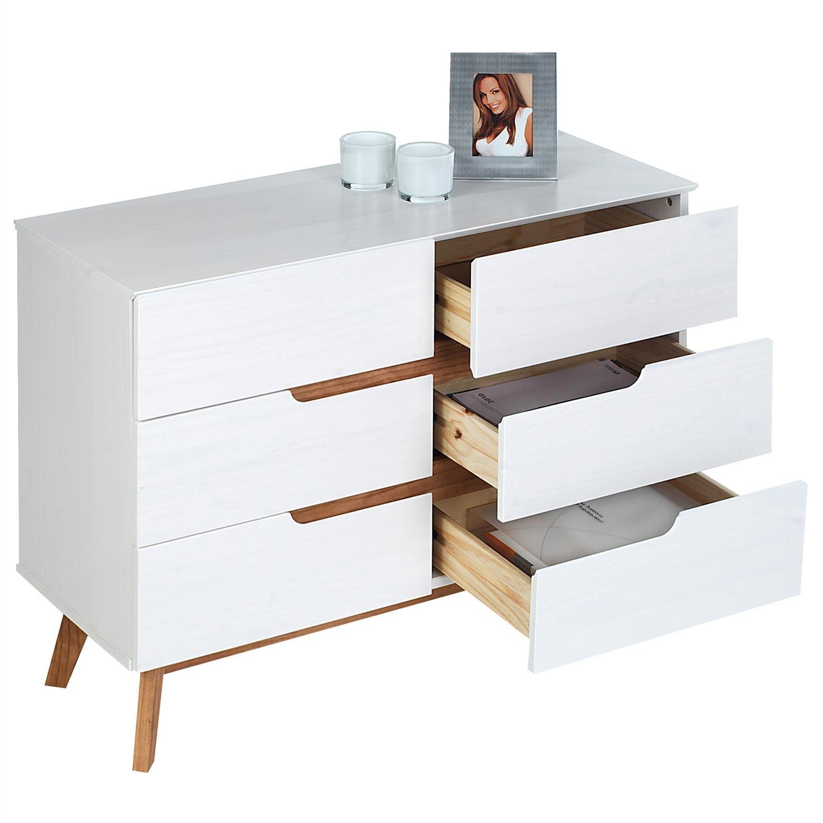 IDIMEX Kommode TIBOR, Sideboard Schubladenkommode skandinavisch Anrichte Kiefer massiv