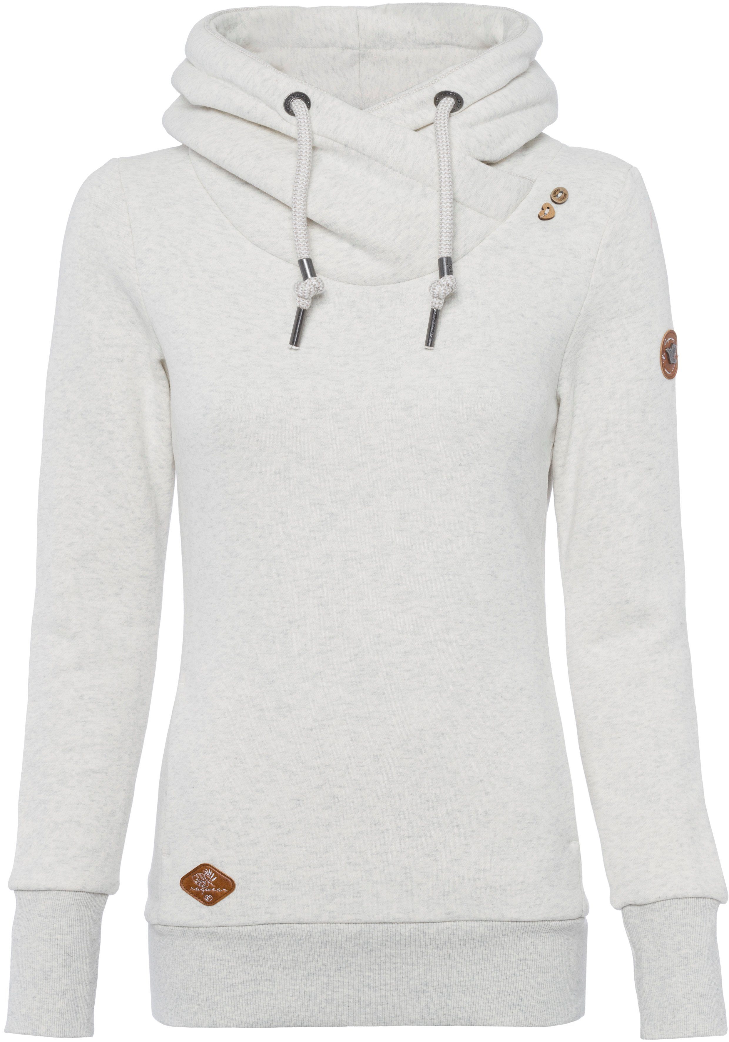 Ragwear Sweatshirt GRIPYBUTTON Sweater rustikalen Kordel-Akzenten mit 7000 white