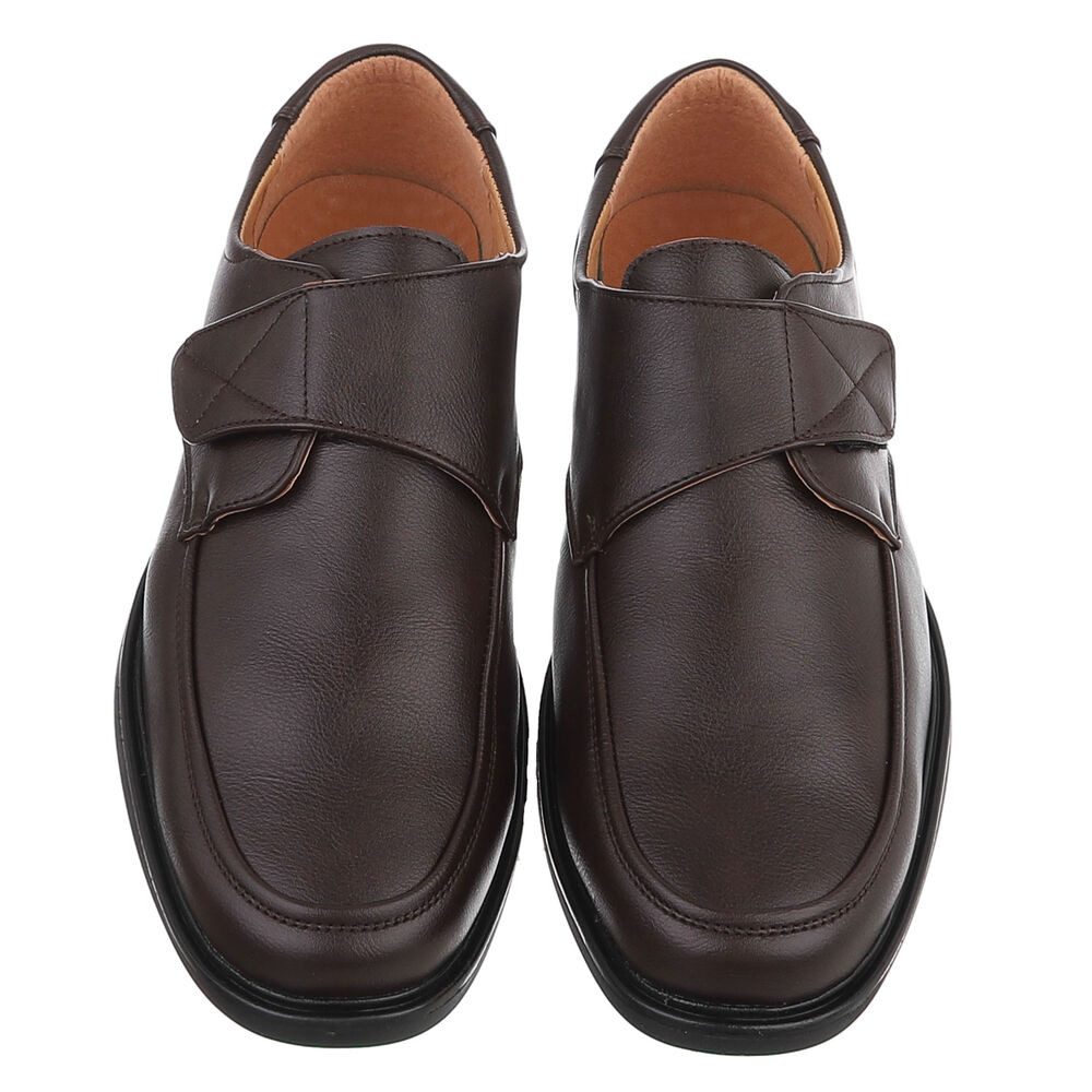 Coolwalk Herrenschuh Klettverschluss Leder-Optik Alltag Komfort Schnürschuh (91917783) Blockabsatz Halbschuhe in Braun – Bild 4 von 5