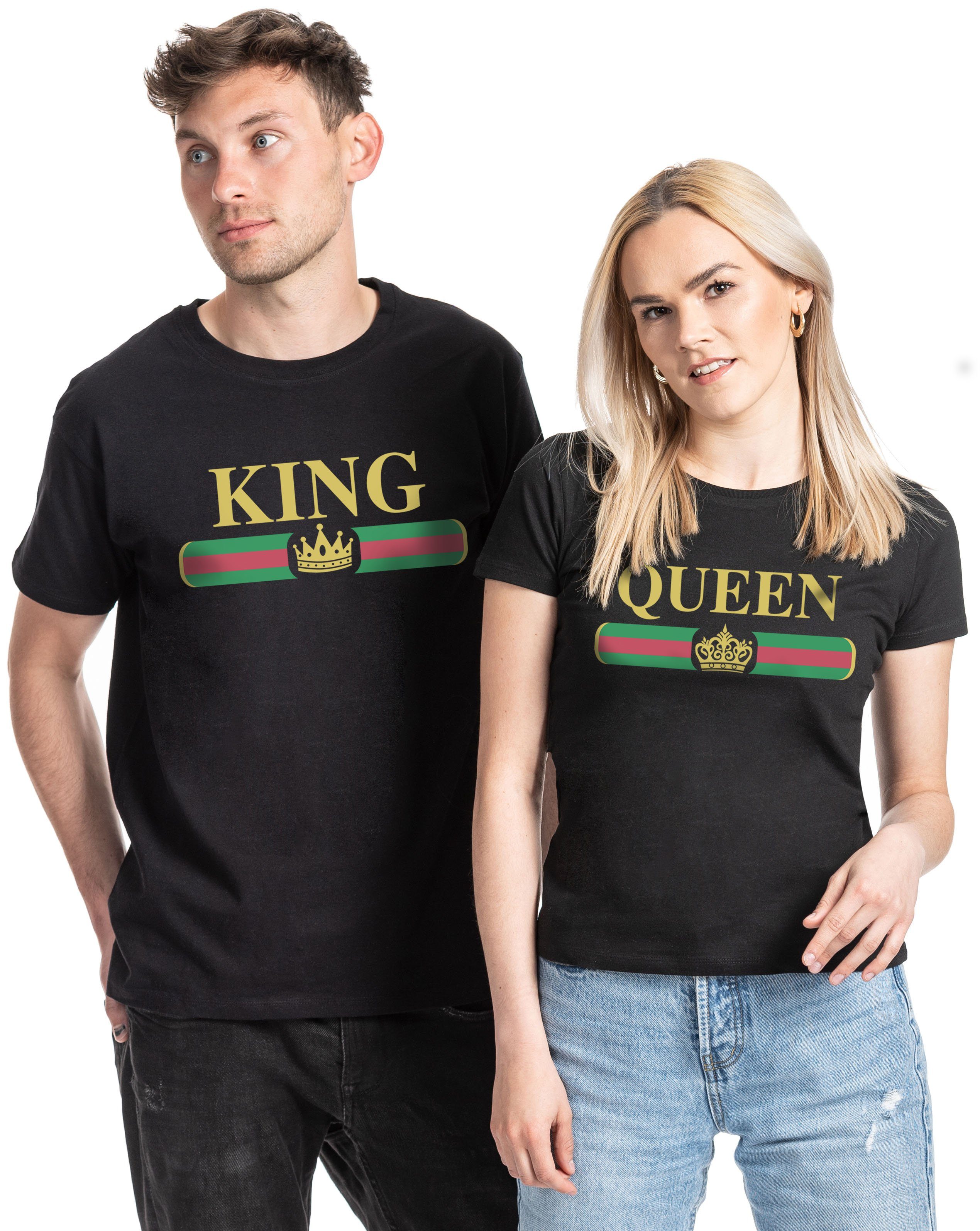 Couples Shop Print-Shirt King & Queen T-Shirt für Paare mit modischem Print, im Partner-Look