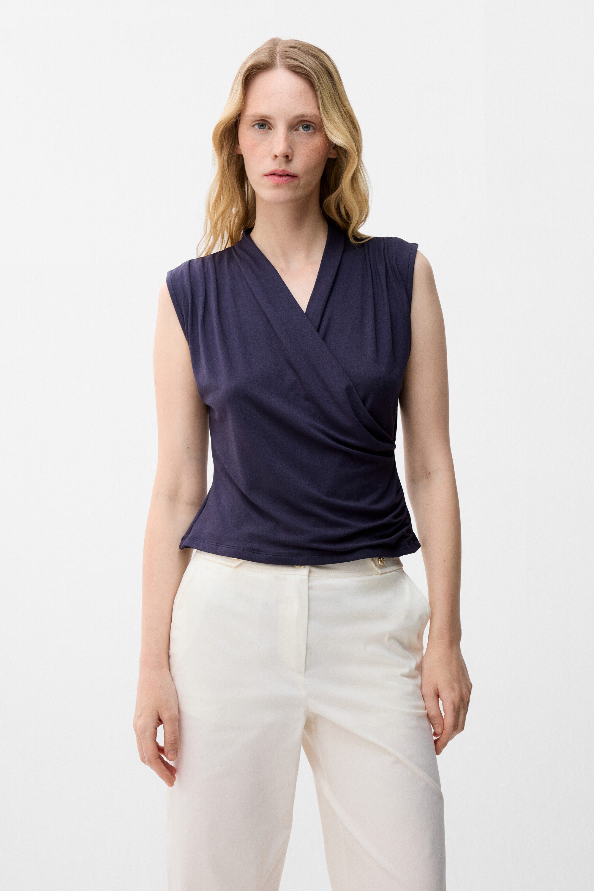 adL Blusentop Ärmellose Wickelbluse