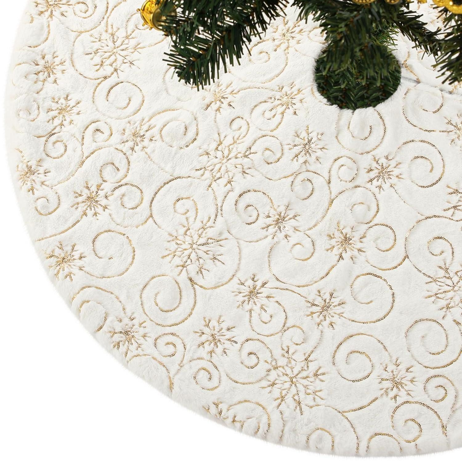 LuxusKollektion Christbaumständer Weihnachtsbaum Rock Weißgold 90cm