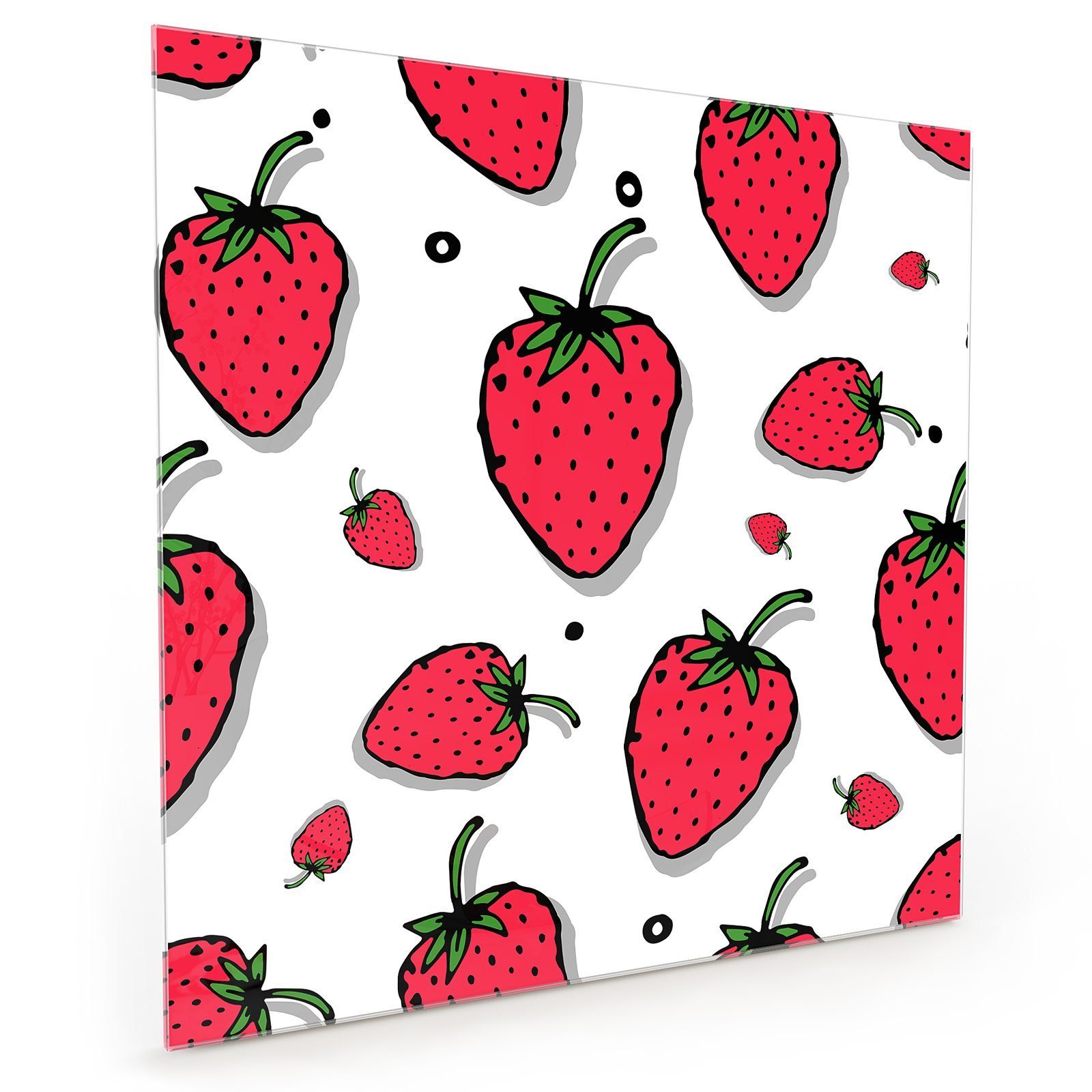 Primedeco Küchenrückwand Spritzschutz Glas Erdbeeren Illustration | Küchenrückwände
