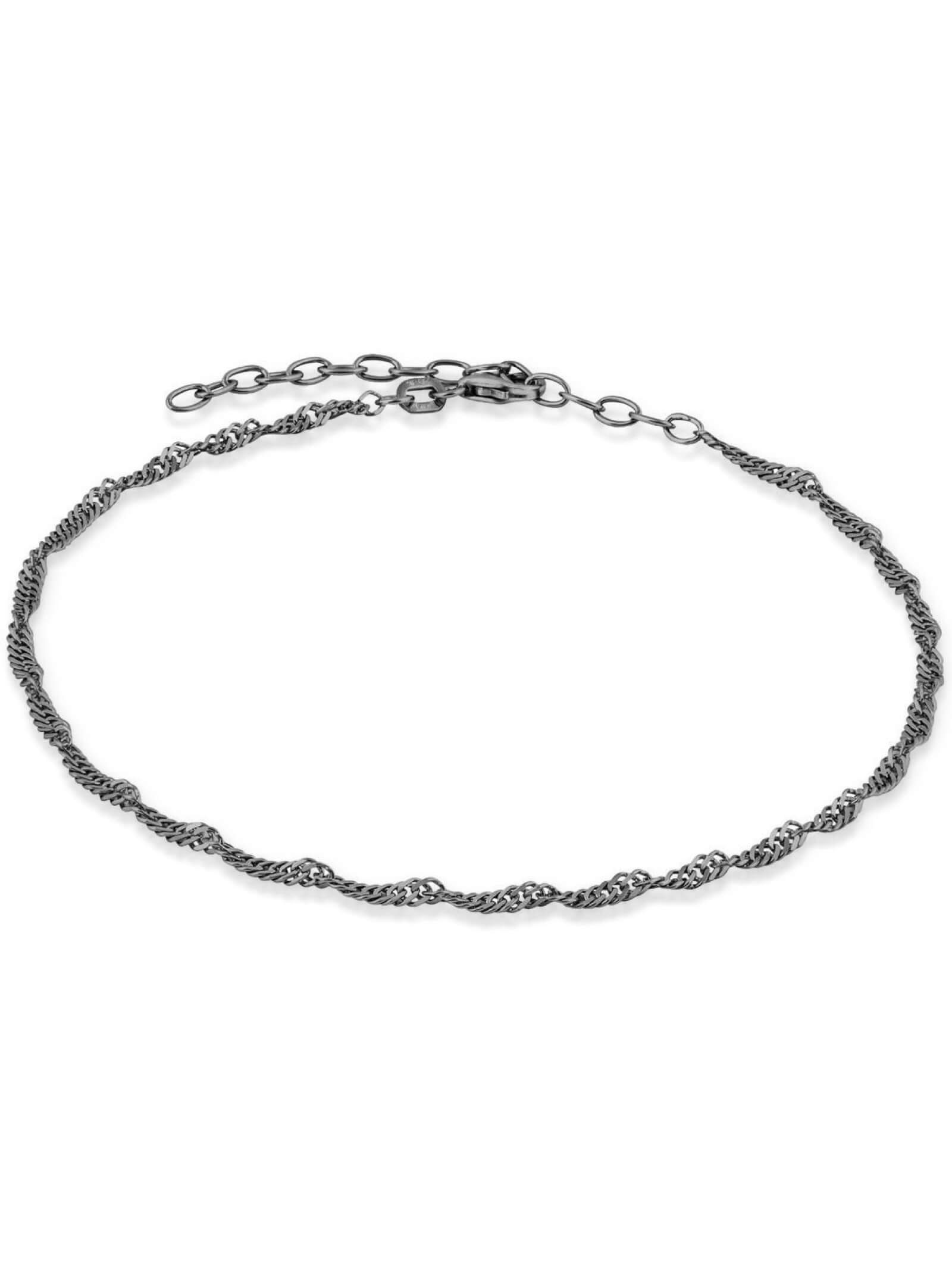 modabilé Fußkette SINGAPORE, breit, 23cm Sterling Frauen, Silber 2,4mm 925, Fußkettchen 28cm, - Germany Made in