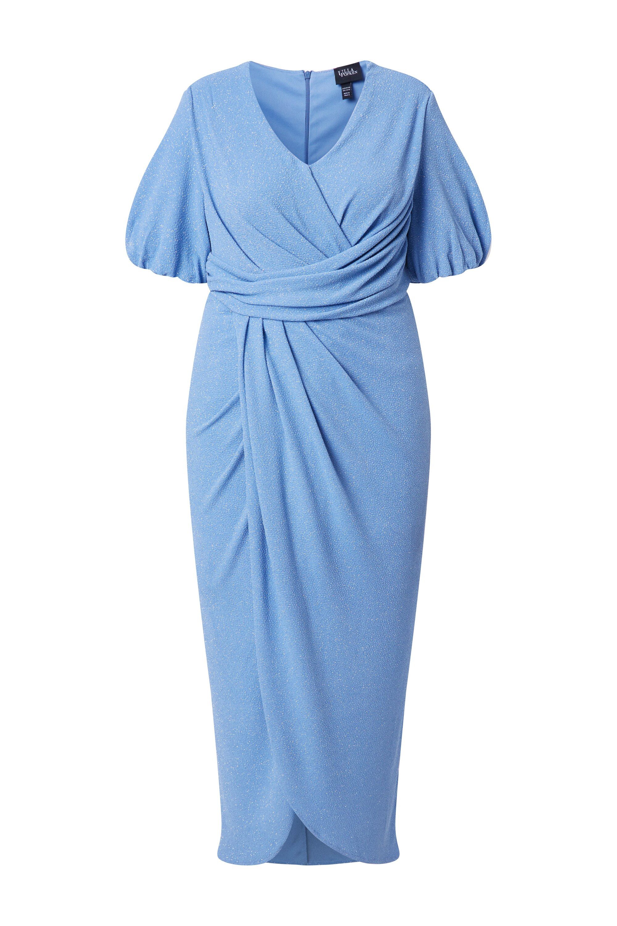 Ulla Popken Midikleid Maxikleid Wickeloptik V-Ausschnitt Ballon-Halbarm