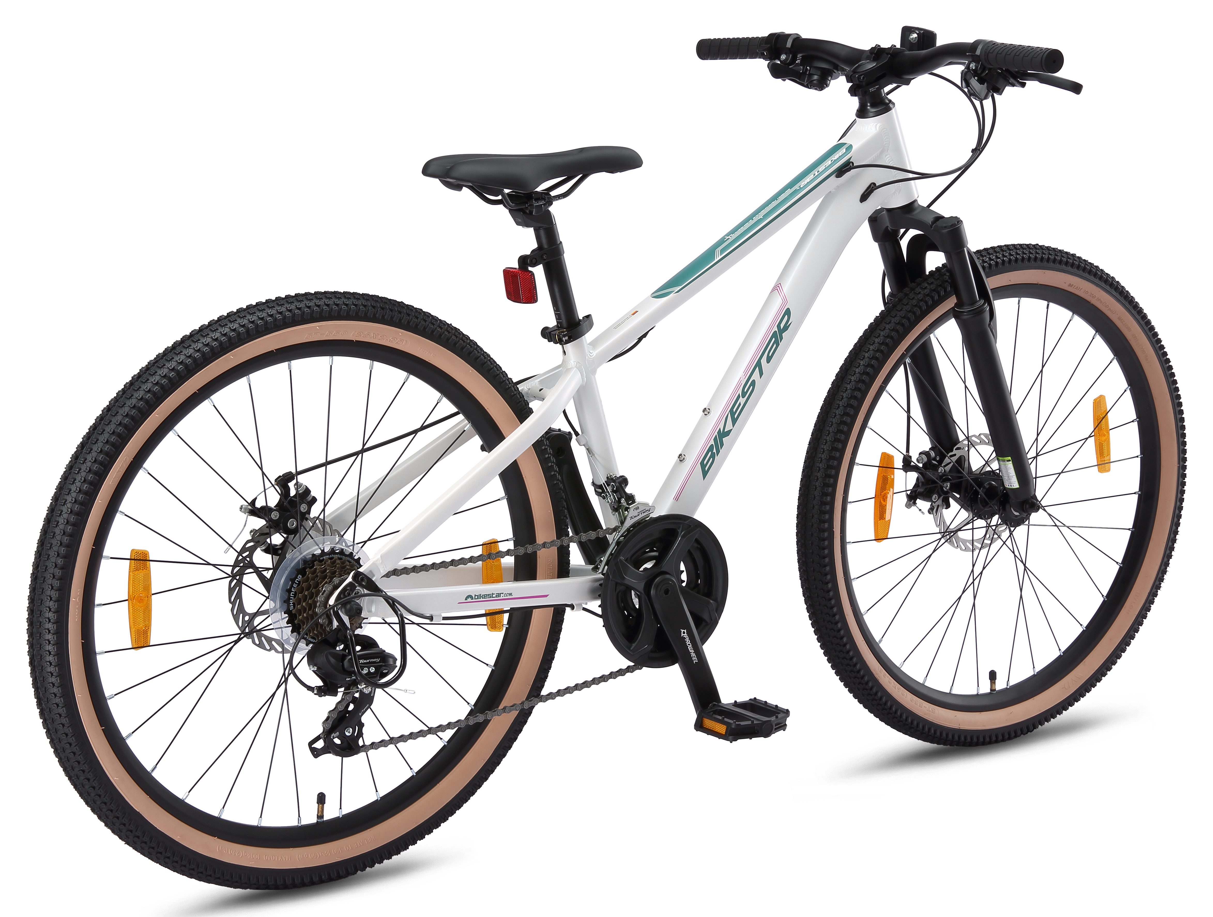 Bikestar Mountainbike, 21 Gang Shimano RD-TY300 Schaltwerk, Kettenschaltung, für Damen und Herren, Kettenschaltung