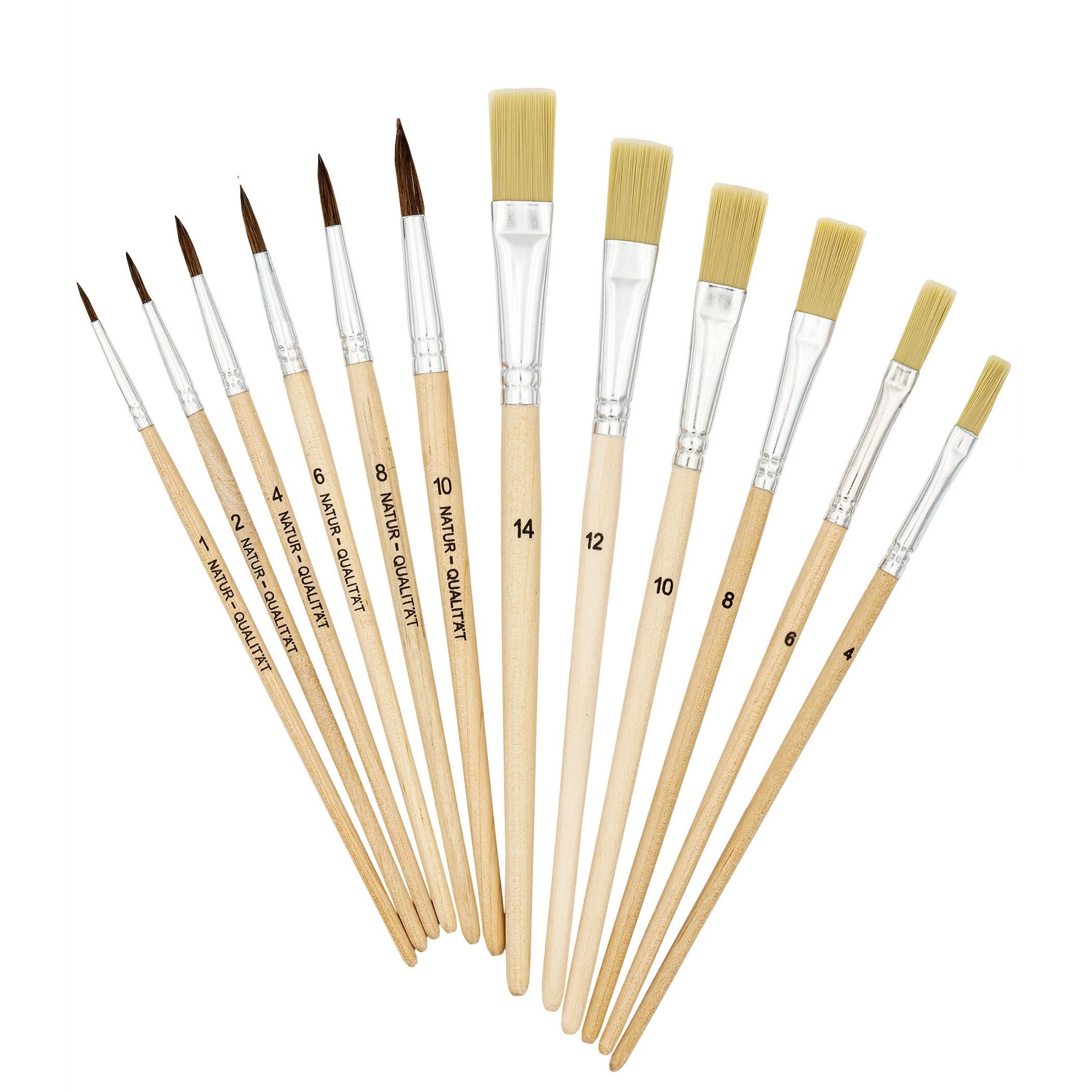 TSI Schreibwaren Pinsel K3T Pinsel-Set 12er Haarpinsel 1,2,4,6,8,10 + Borstenpinsel 4,6,8,10,1