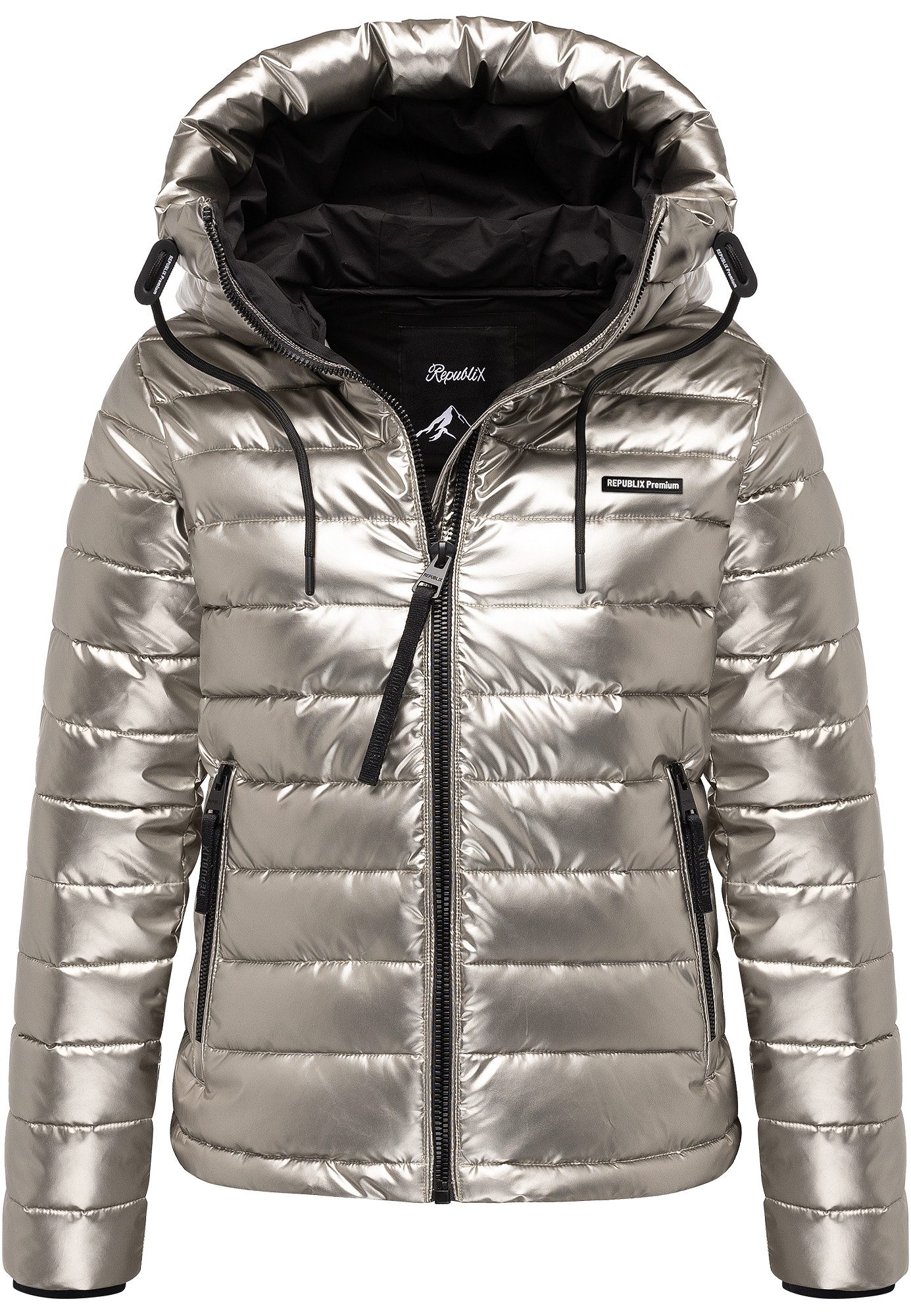 REPUBLIX Winterjacke ISABELLE Damen Gefütterte Dicke Glanz Winter Jacke mit hoher Kapuze