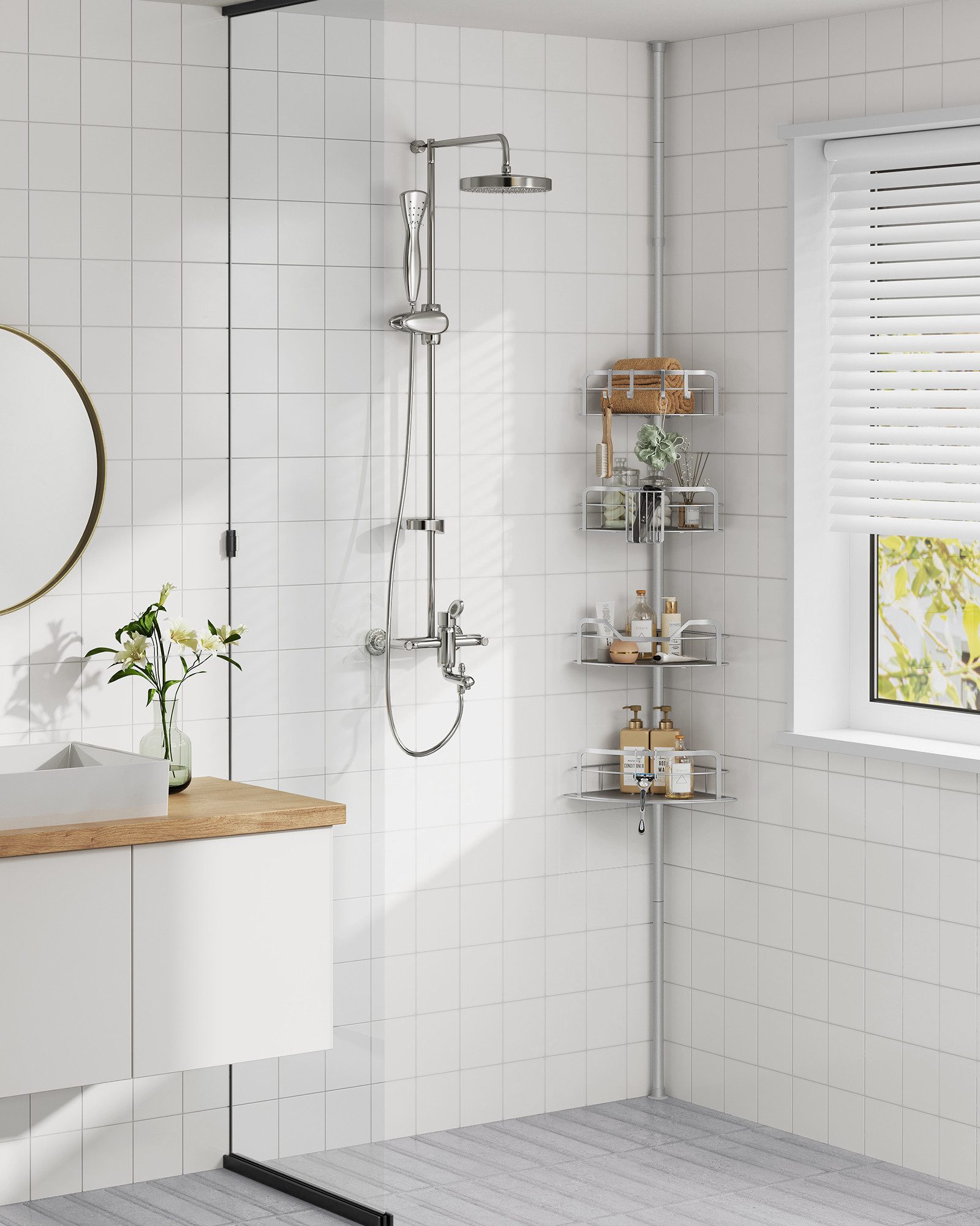 SONGMICS Duschablage, Duschregal, Badregal, Duschablage ohne Bohren, Gesamt günstig online kaufen