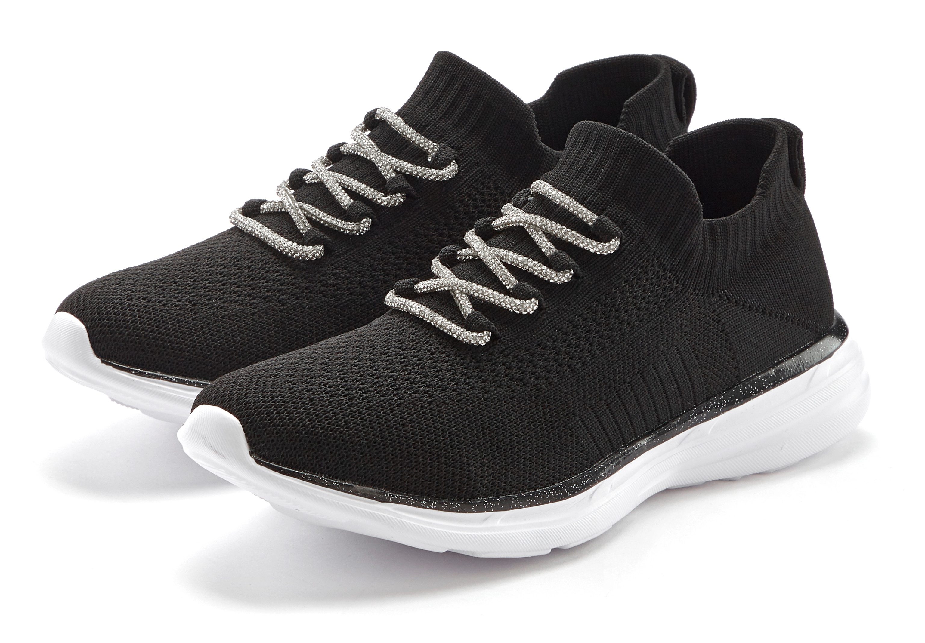 LASCANA Sneaker mit modischer Glitzerschnürung VEGAN günstig online kaufen