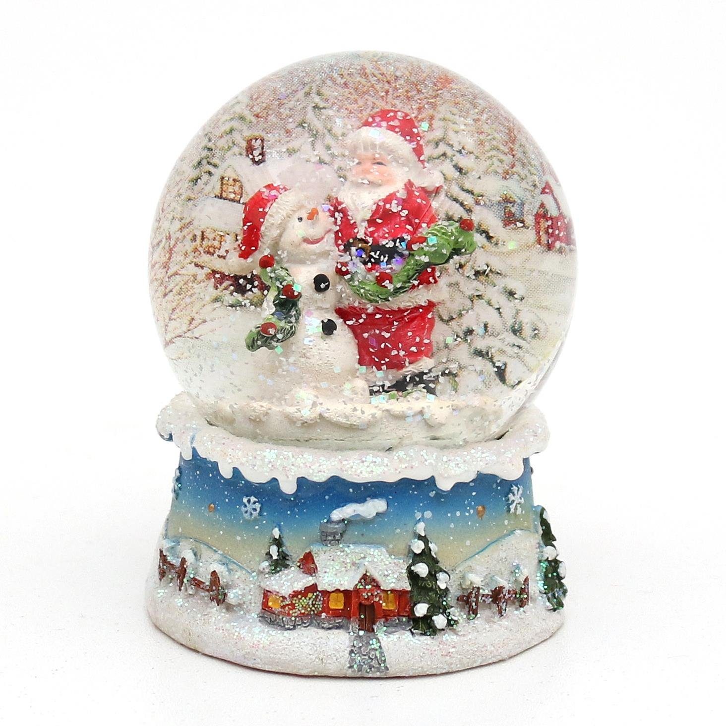 Schneekugel, Maße ca. Santa, Kugel: (1 cm. 6,5 x 7 H/B/Ø Schneekugel weiß cm/ St) 8,5 Ø Dekohelden24