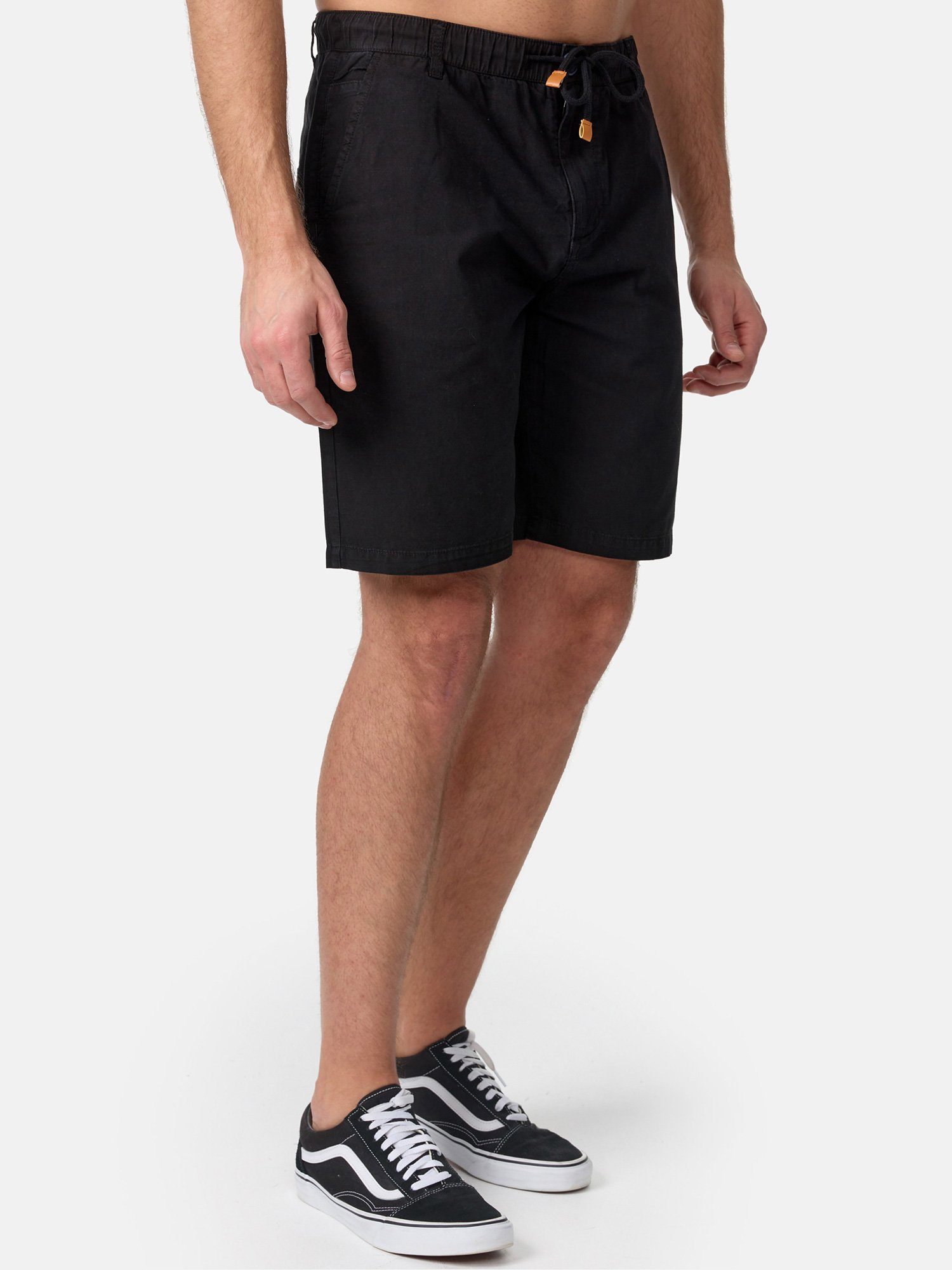 schwarz Hose in & A205 moderne Leinen-Optik zeitlose Shorts kurze Tazzio
