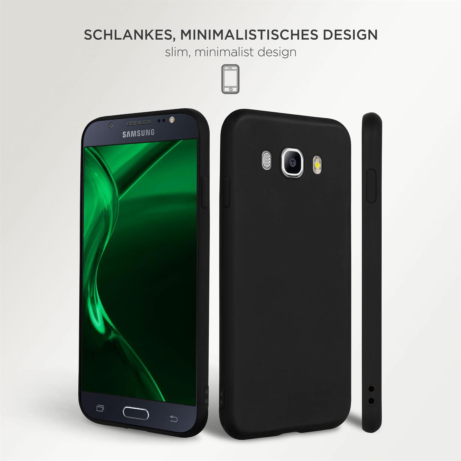 ONEFLOW Handyhülle für Samsung Galaxy J7 (2016) Hülle Dünn SlimShield Pro Schwarz 5,5 Zoll, Backcover TPU Case Handyhülle minimalistisch Schutzhülle Erhöhter Rand