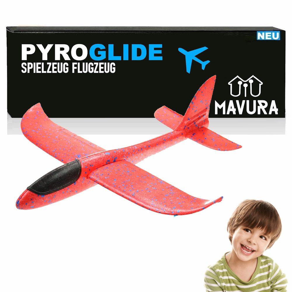 MAVURA Spielzeug-Segelflieger PYROGLIDE Styroporflieger Wurfgleiter Gleitflieger XL Styropor, Flugzeug Gleiter 38cm Spielzeug Flieger Gleiter