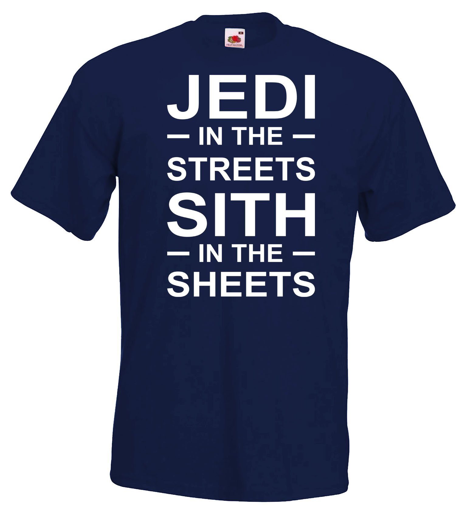 mit in Herren Designz Jedi Frontprint Streets T-Shirt Navyblau Serien Shirt the Youth trendigem