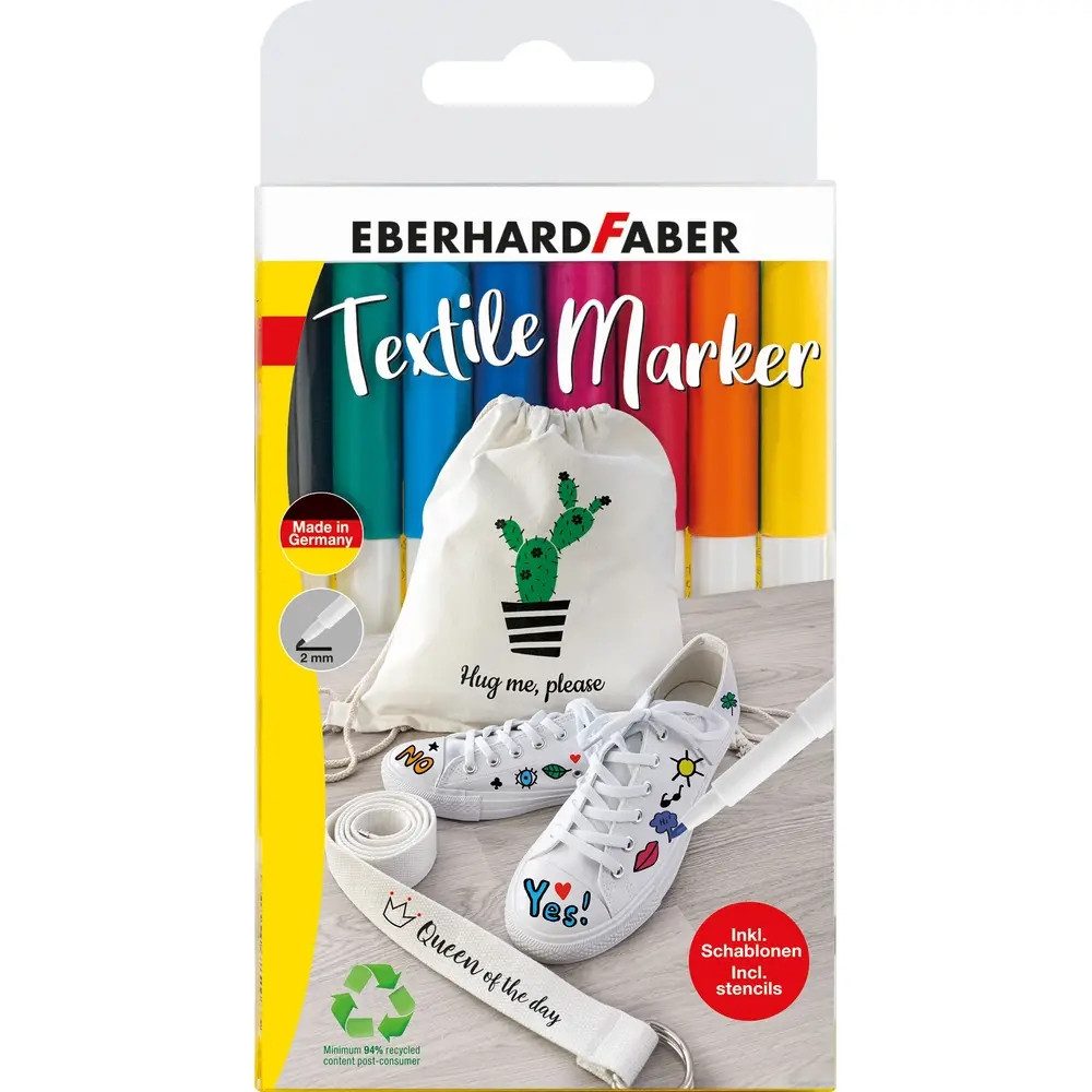 Eberhard Faber Buntstift Eberhard Faber Textilstifte 8er Etui inkl. Schablonen