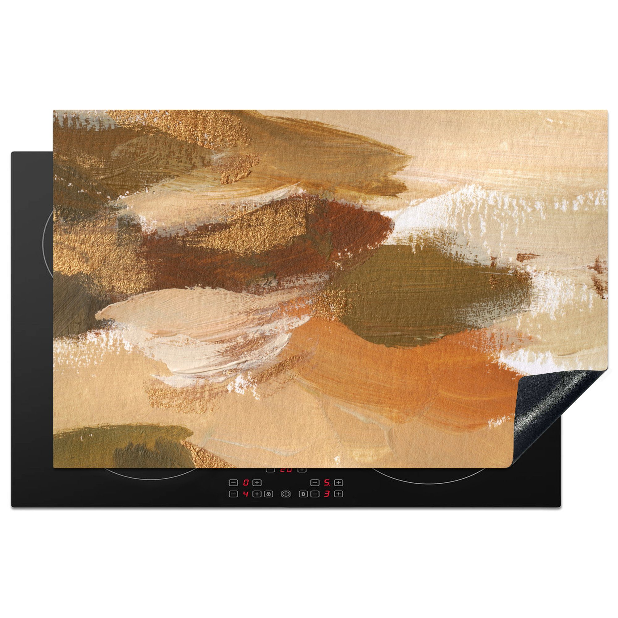 MuchoWow Herdblende-/Abdeckplatte Farbe - Herbst - Abstrakt, Vinyl, (1 tlg), 81x52 cm, Induktionskochfeld Schutz für die küche, Ceranfeldabdeckung
