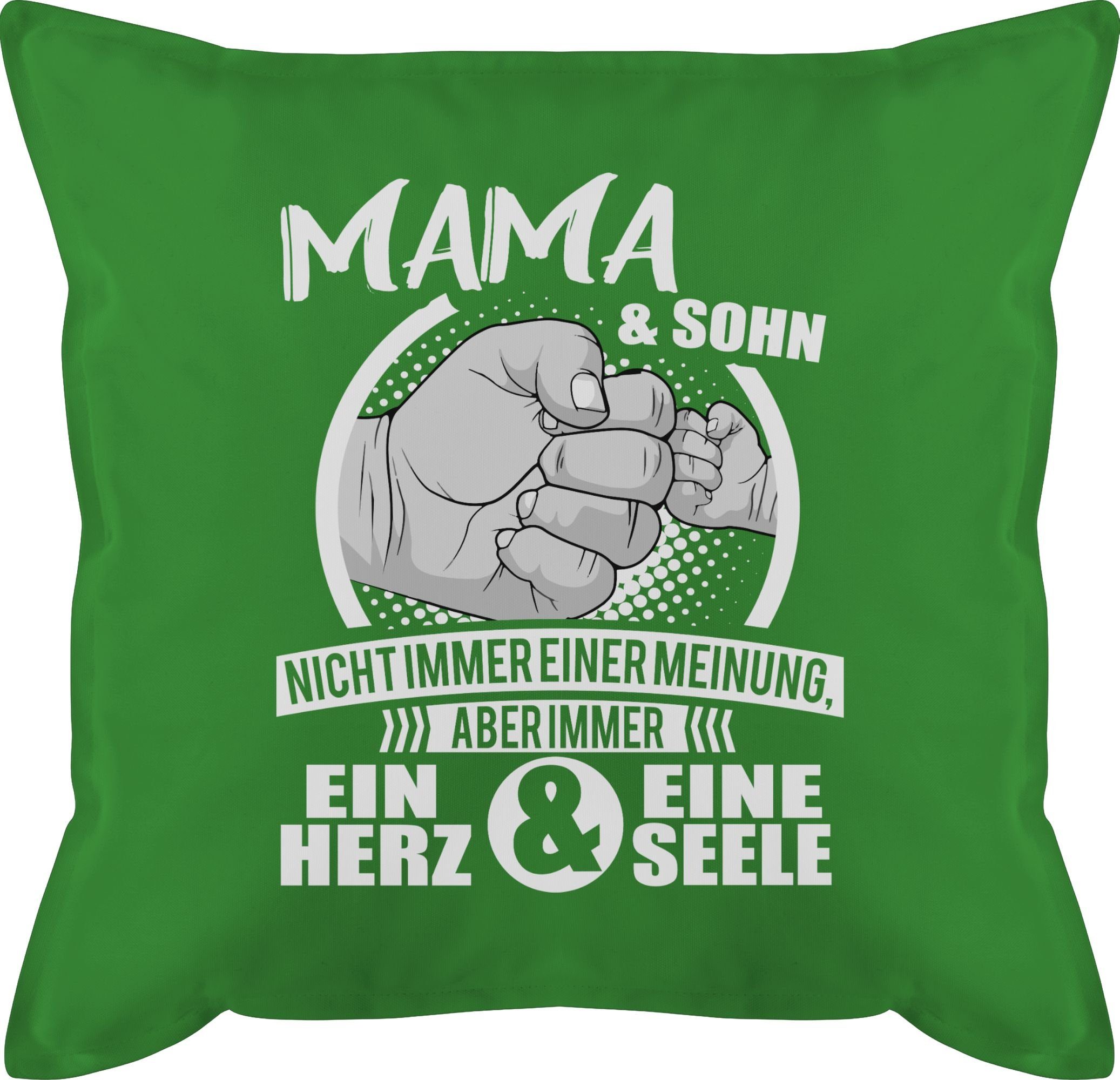 Shirtracer Dekokissen Mama & Sohn Immer ein Herz & eine Seele, Muttertagsgeschenk 3 Grün