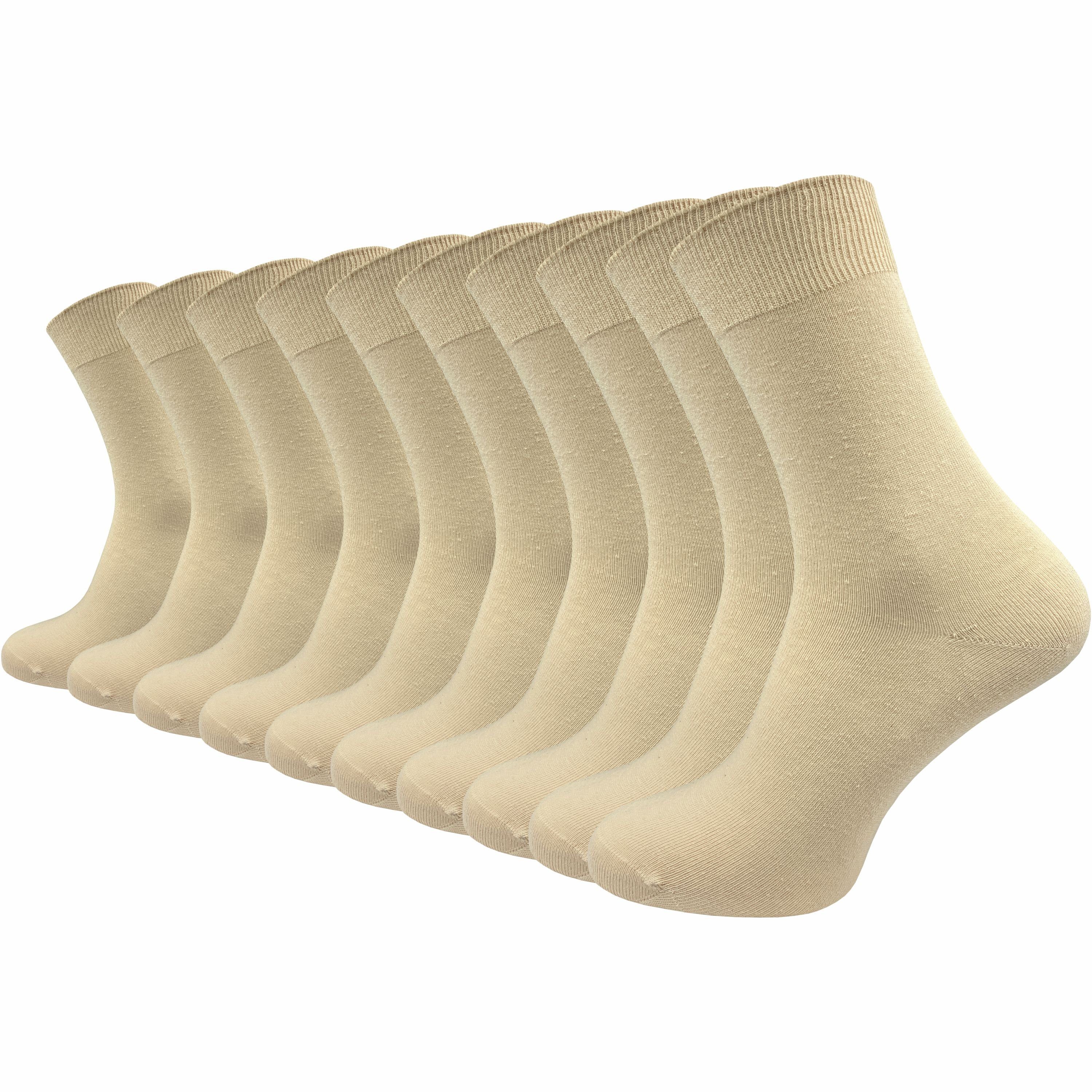GAWILO Socken für Damen und Herren aus 100% Baumwolle, Business und Freizeit (10 Paar) mit venenfreundlichem Komfortbund Beige