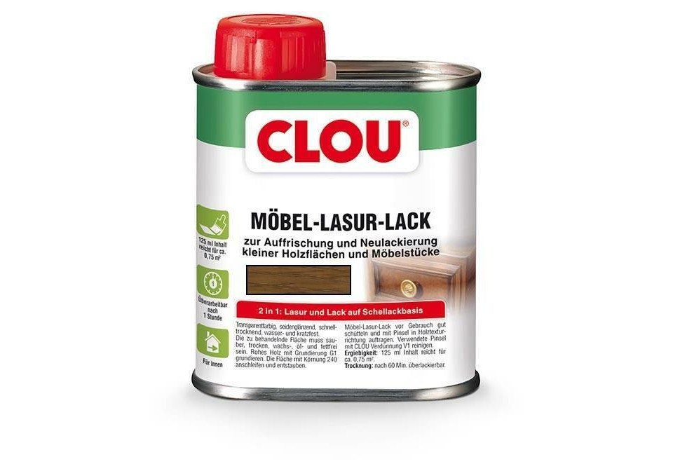CLOU Holzlack Clou Möbel Lack L4 125 ml eiche mittel