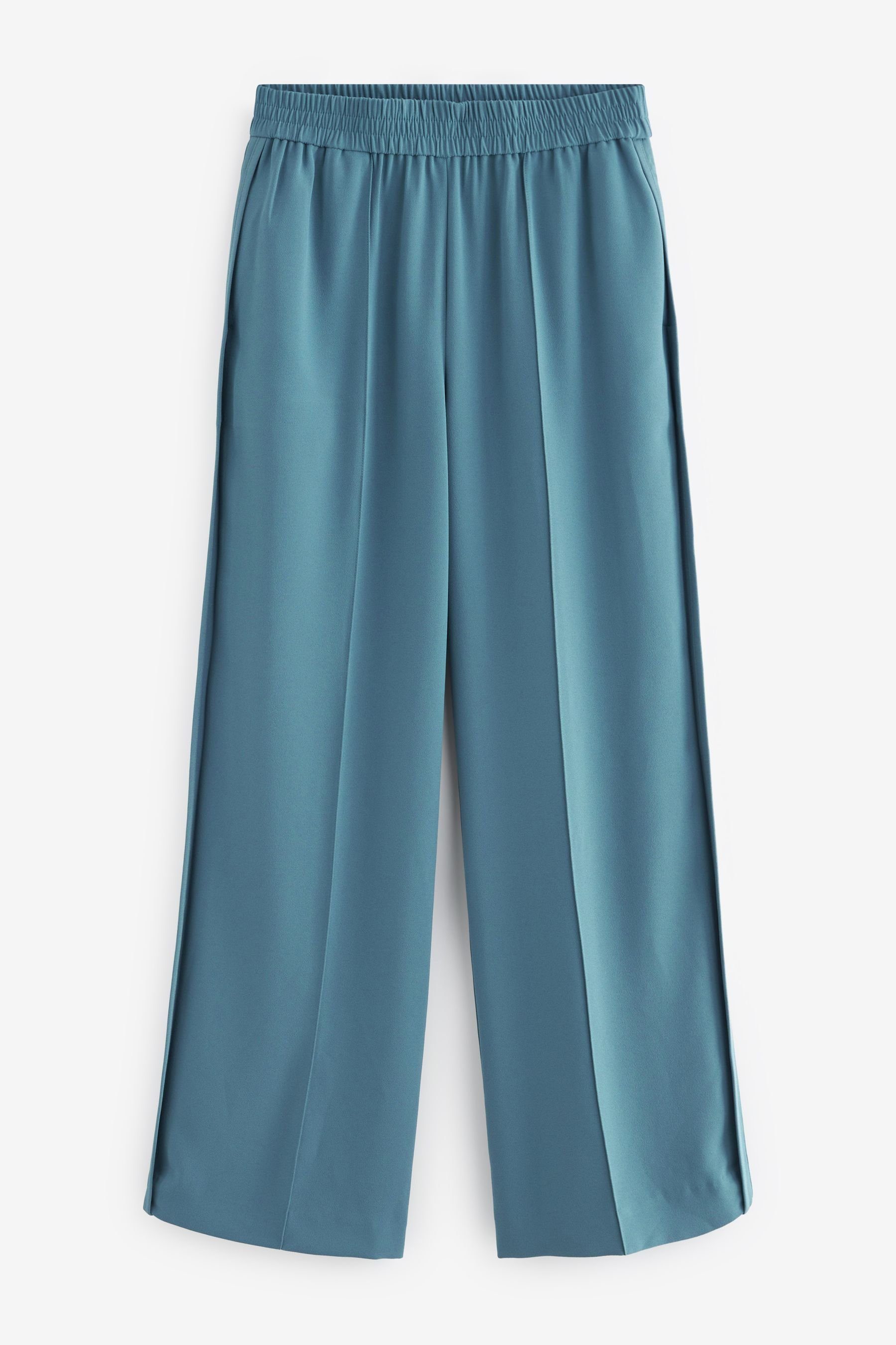 Next Taillenhose High-Waist-Hose mit weitem Bein und Gummibund (1-tlg) Blue