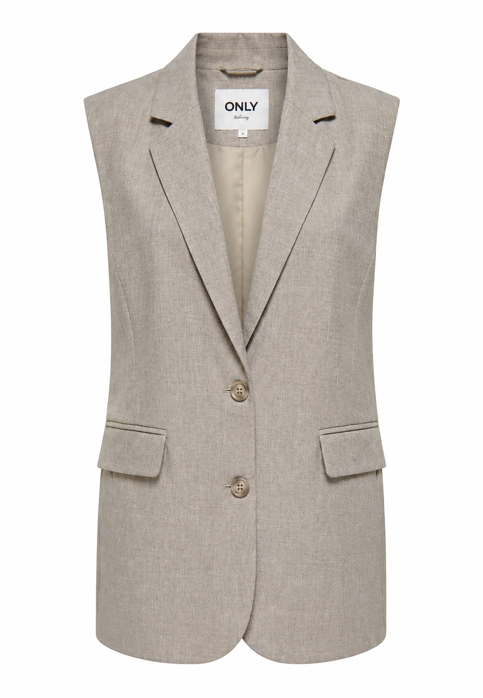 ONLY Longweste Ärmellos Reverskragen Knopfleiste Klassisch Elegant Modern (1-tlg) ONLLINDA S/L MEL OVERSIZE WAISTCOAT TLR