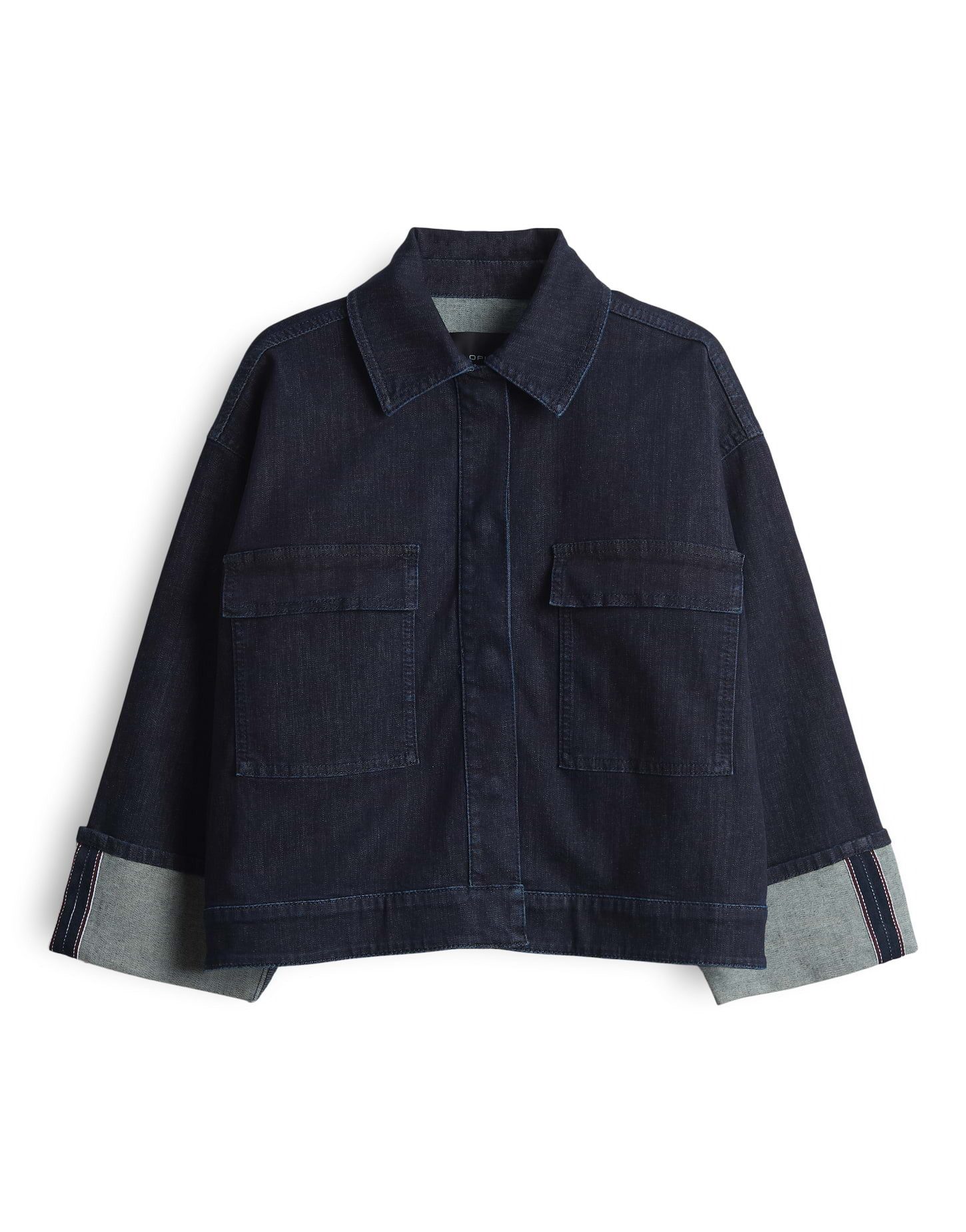 OPUS Jeansjacke HOLLICE mit Rinsed Waschung breiter Saum, aufgesetzte Patte günstig online kaufen