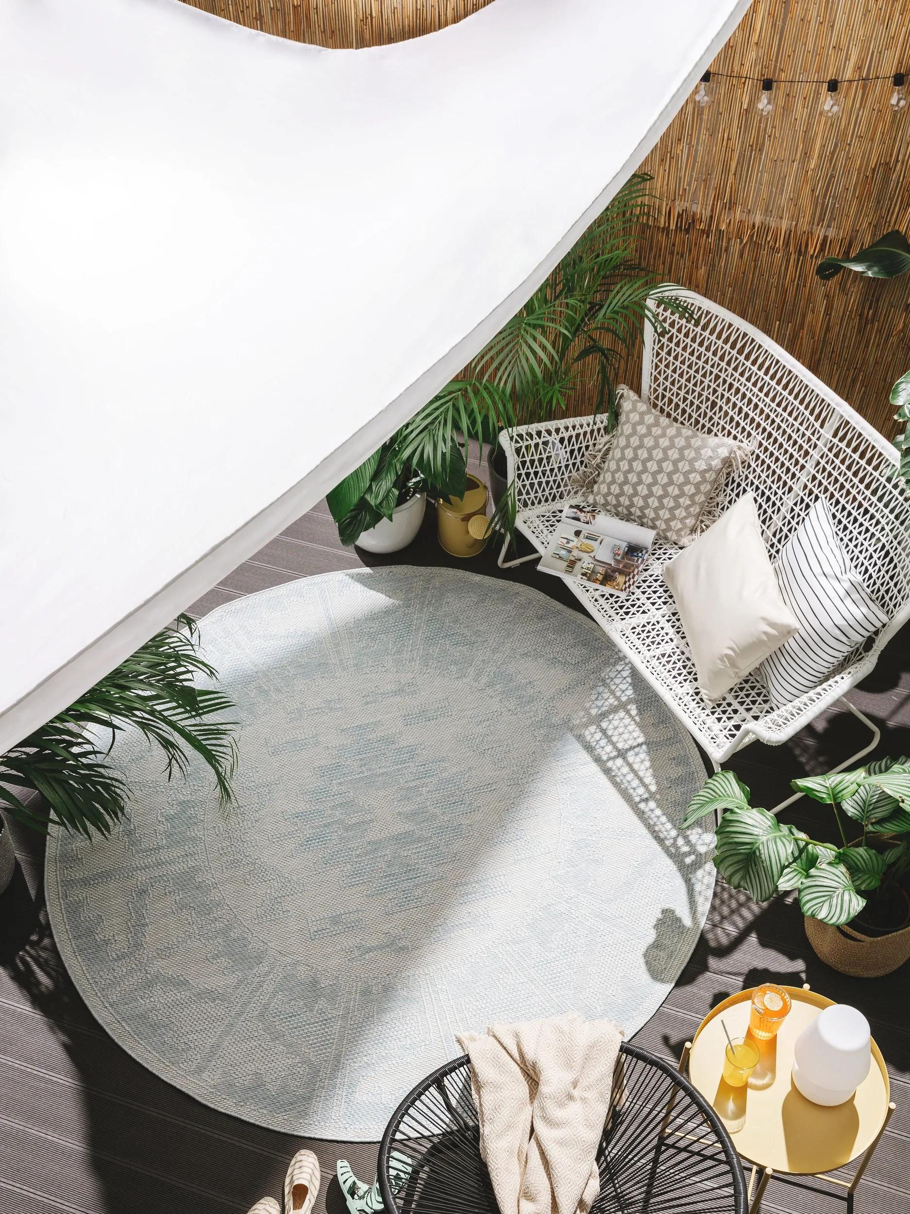 benuta Outdoorteppich Bronco, rund, Höhe: 5 mm, Kunstfaser, Berber, Ethno-Style, Wohnzimmer