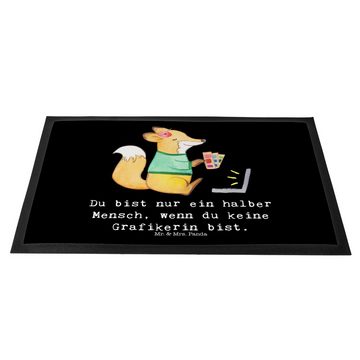Fußmatte Grafikerin mit Herz - Schwarz - Geschenk, Schmutzfänger, Designer, Fu, Mr. & Mrs. Panda, Höhe: 0.6 mm