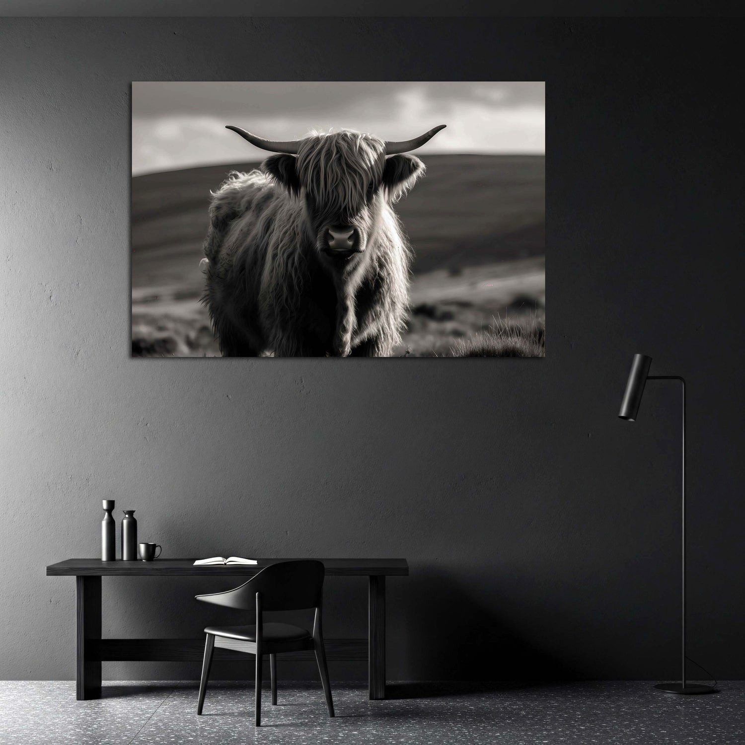 Artedinoi Leinwandbild Schottisches Hochlandrind mit Hörnern Wandbild Leinwandbild Kunstdruck, Hochlandrind mit Hörnern