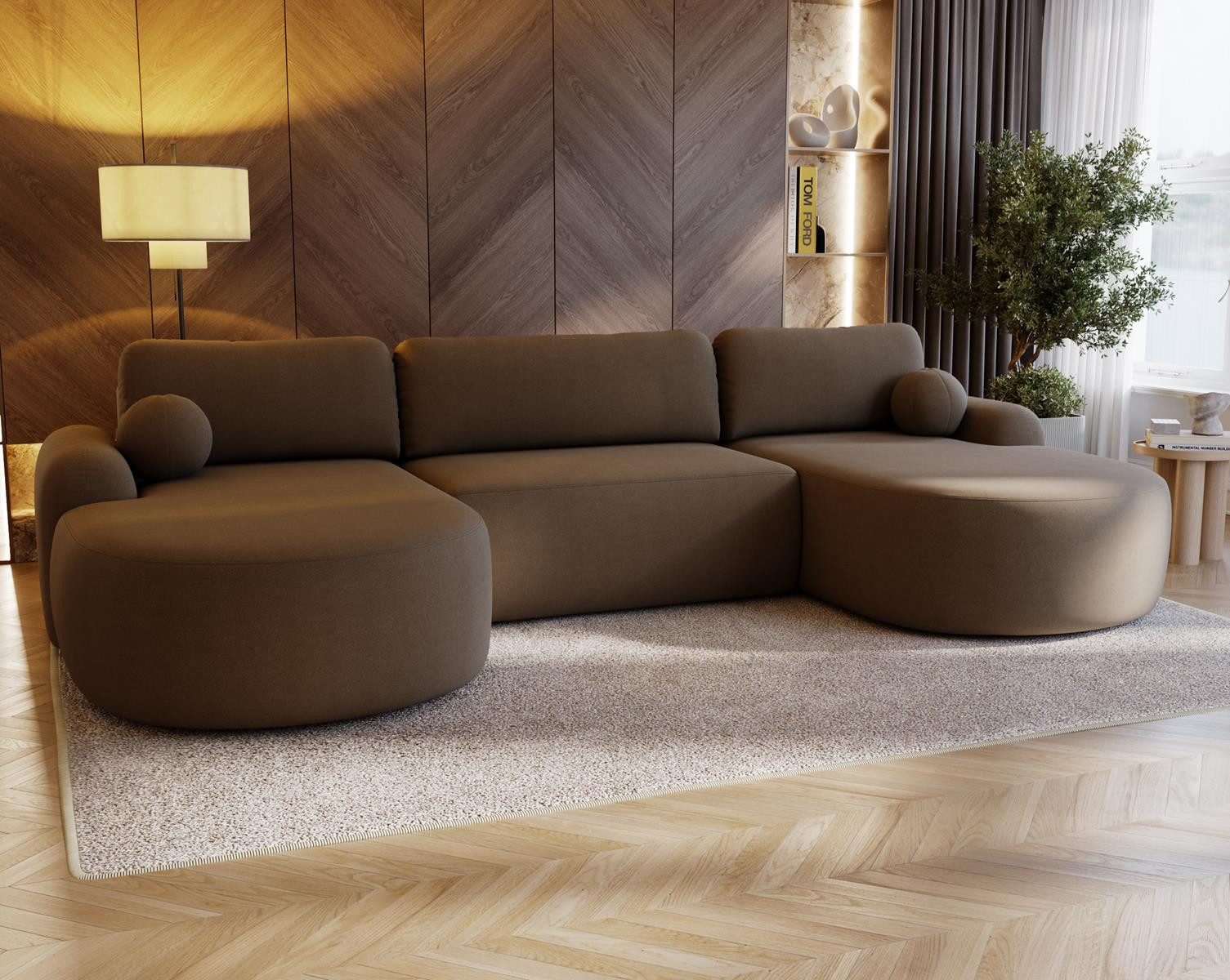 Compleo Ecksofa Design U-Form Ecksofa Bouclé, günstig online kaufen
