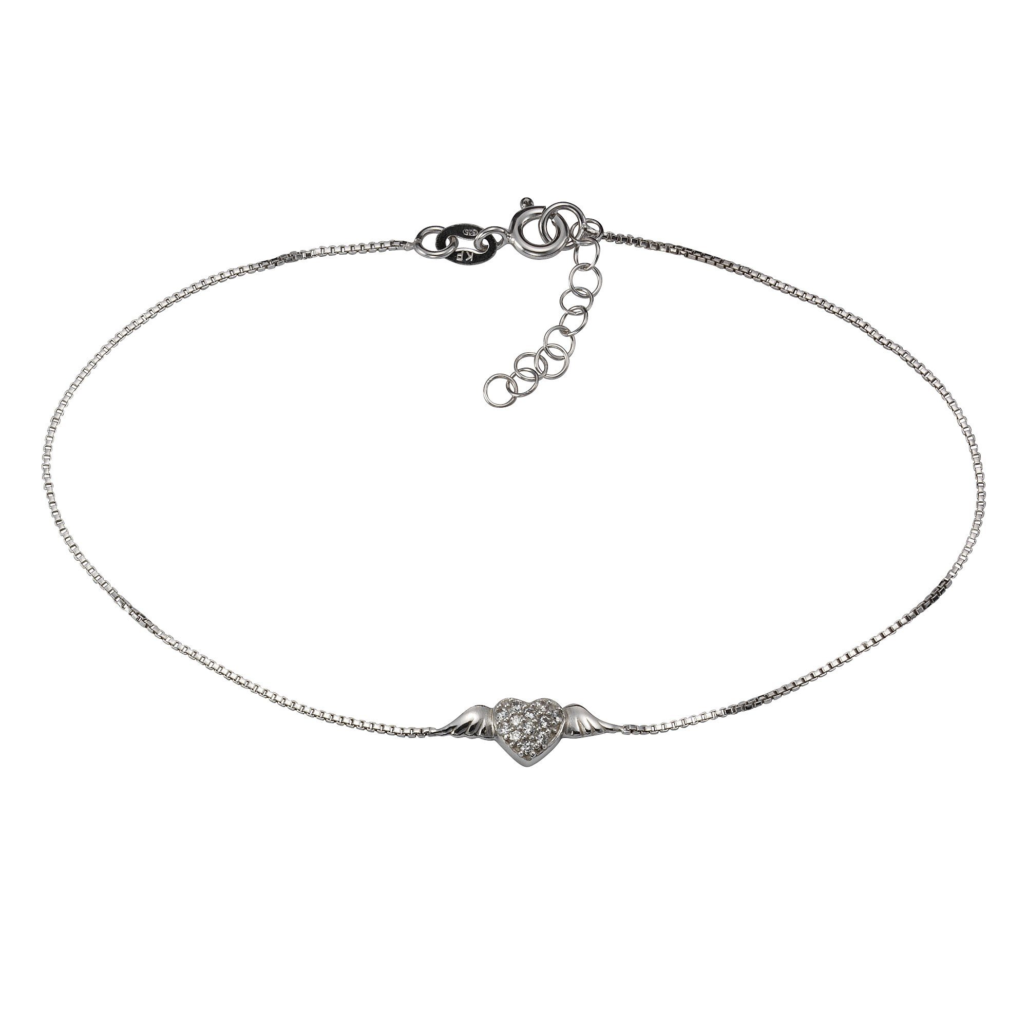 Zeeme Fußkette 925/- Sterling Silber rhodiniert Herz Zirkonia