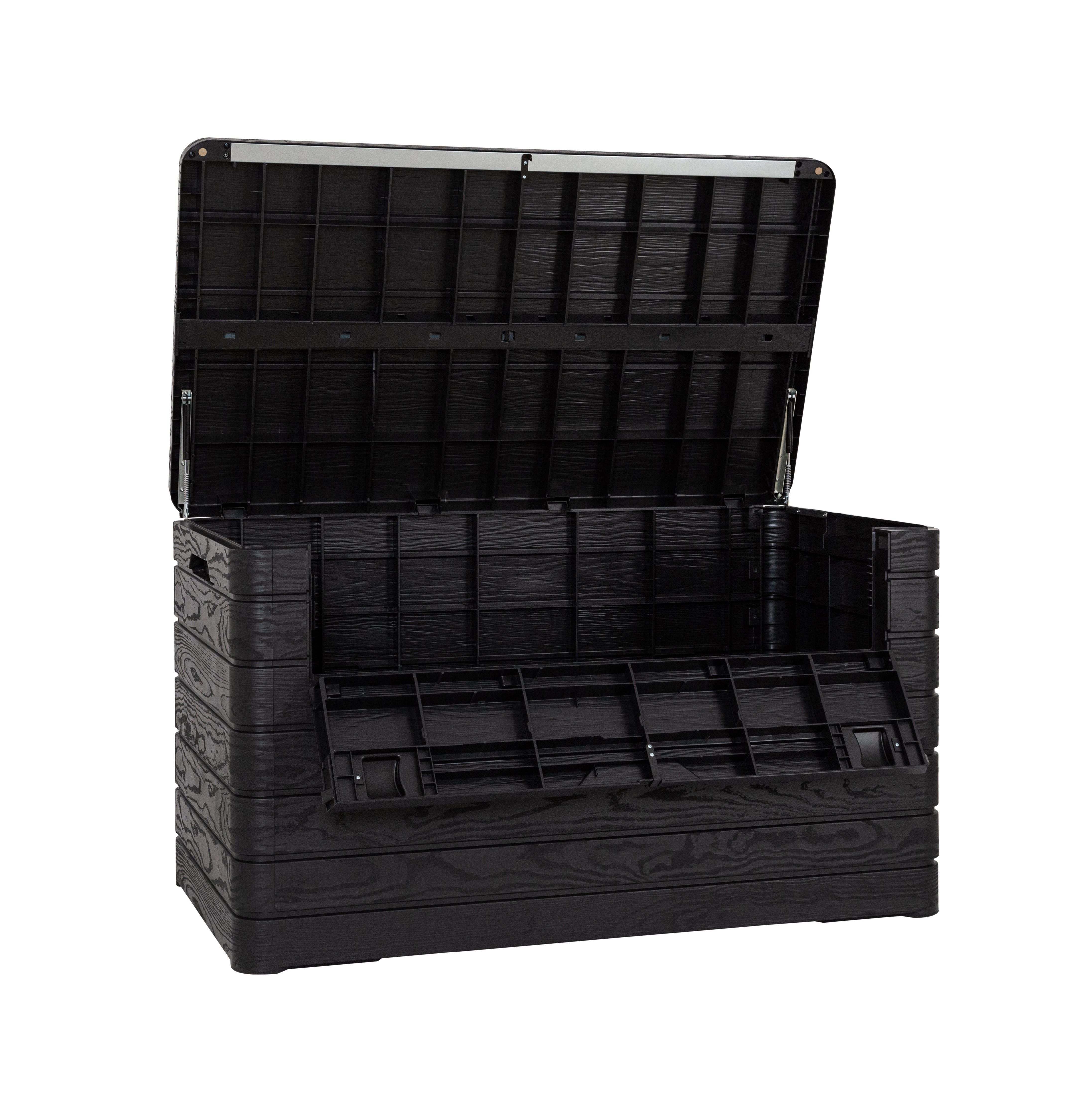 Koll Living Gartenbox Nora 970 Liter aus Kunststoff, 147 x 83 x 85 cm, mit Frontklappe, abschließbar, mit Gasdruckfedern