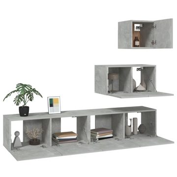 vidaXL TV-Schrank 4-tlg. TV-Schrank-Set Betongrau Holzwerkstoff (4-St)