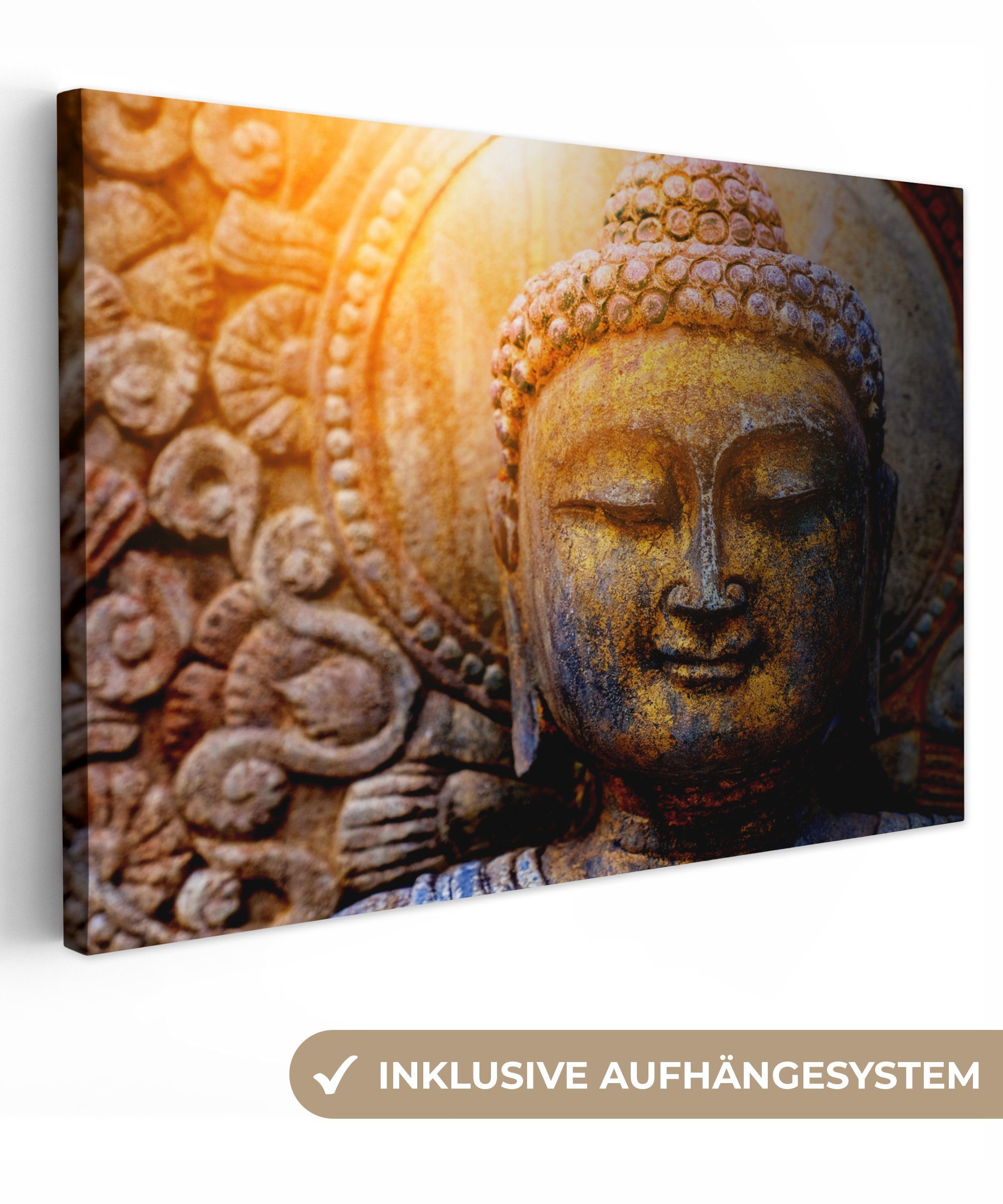 OneMillionCanvasses® Leinwandbild Buddha - Stein - günstig online kaufen