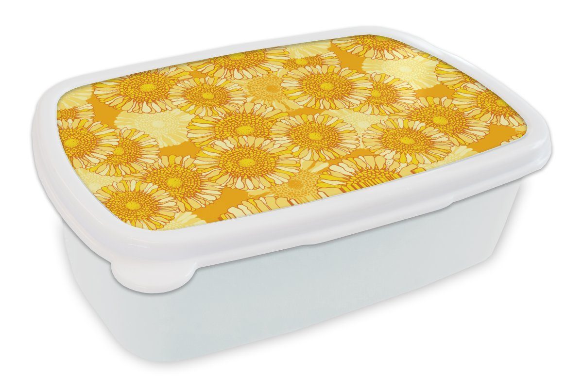 und Jungs und Sommer - Erwachsene, Blumen, weiß (2-tlg), - Lunchbox Brotbox Kunststoff, Brotdose, Kinder - Mädchen Muster Sonnenblume für für MuchoWow