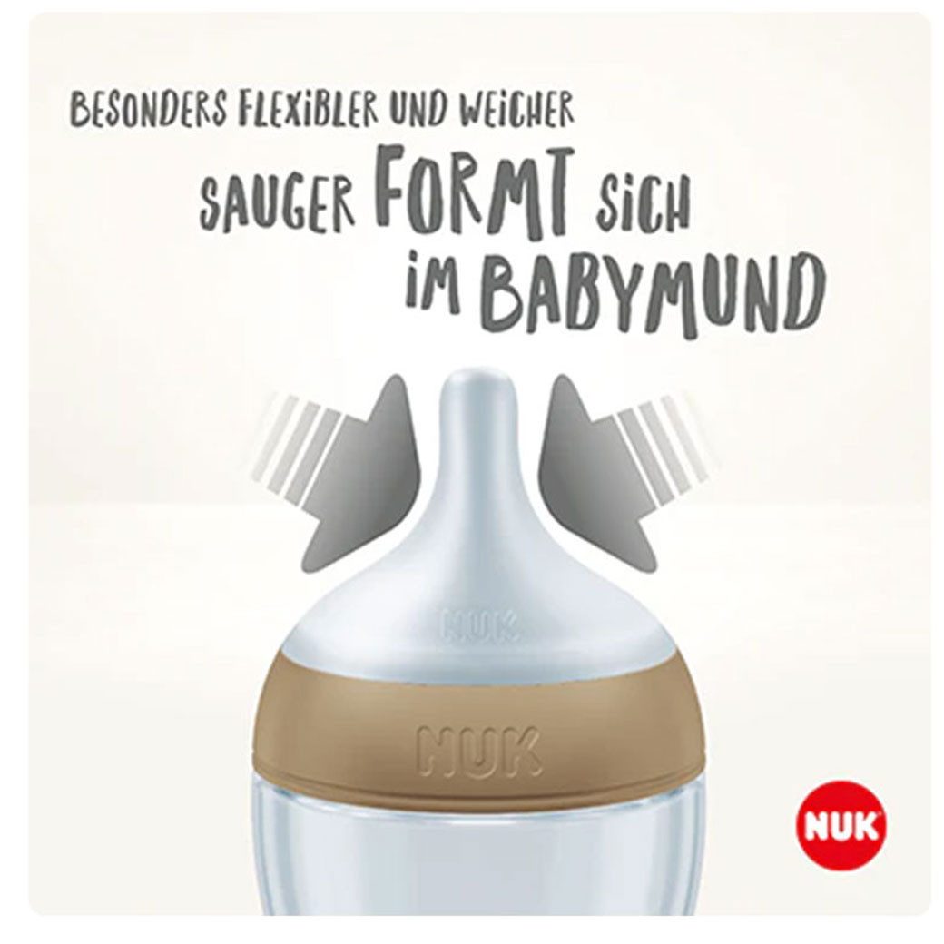 NUK Babyflasche NUK Perfect Match Glasflasche, weiß (Regenbogen)