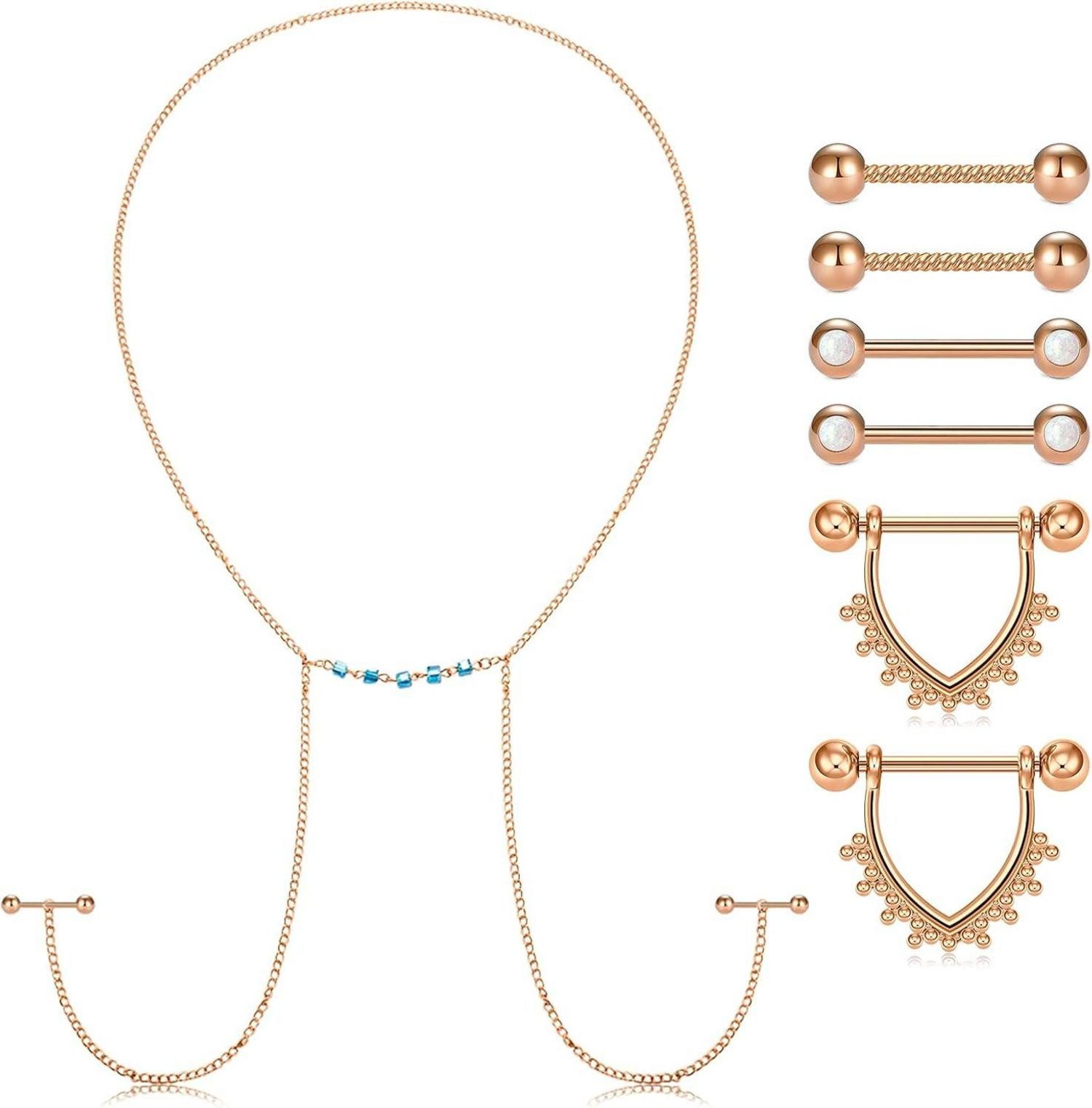 D.Bella Brustwarzenpiercing 14G Nippelringe Chirurgenstahl Brustwarzenpiercing Frauen Schmuck 4