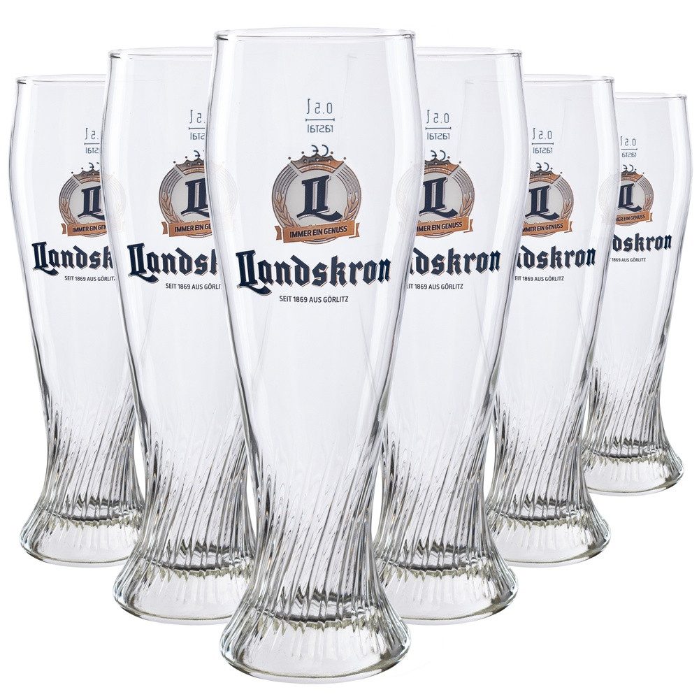 Bierglas 6x Landskron Weizenglas 0,5l geeicht TANNHEIM