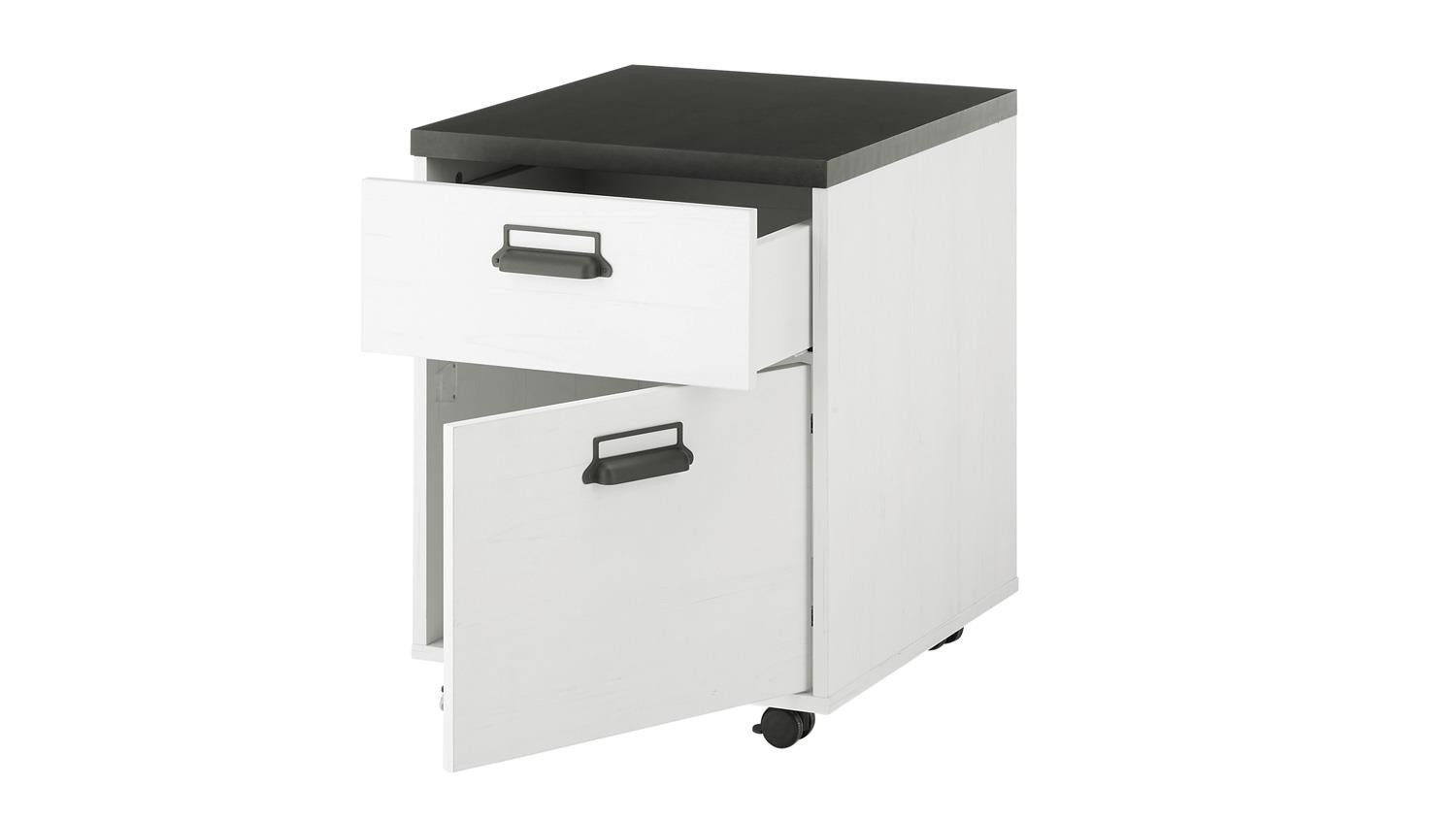 Möbel Akut Rollcontainer Rollcontainer Sherwood 11 Pinie weiß anthrazit mit soft-close