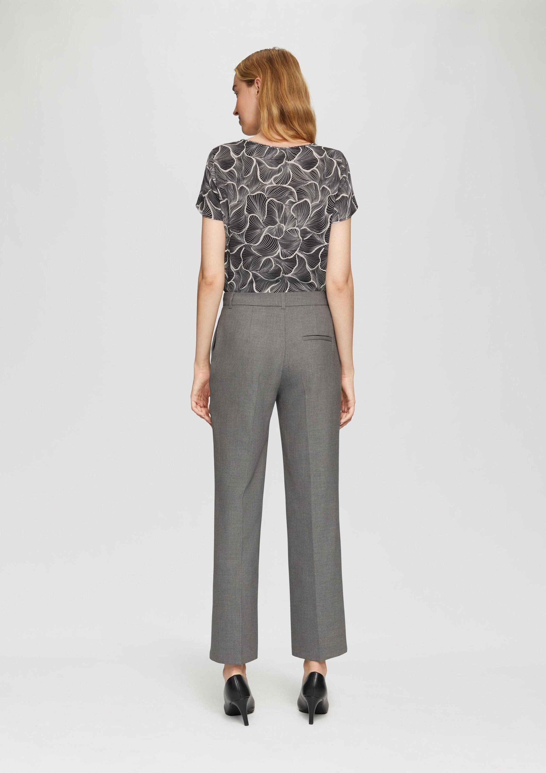 s.Oliver Kurzarmbluse Bluse Fein gemusterte Bluse mit Raffungen