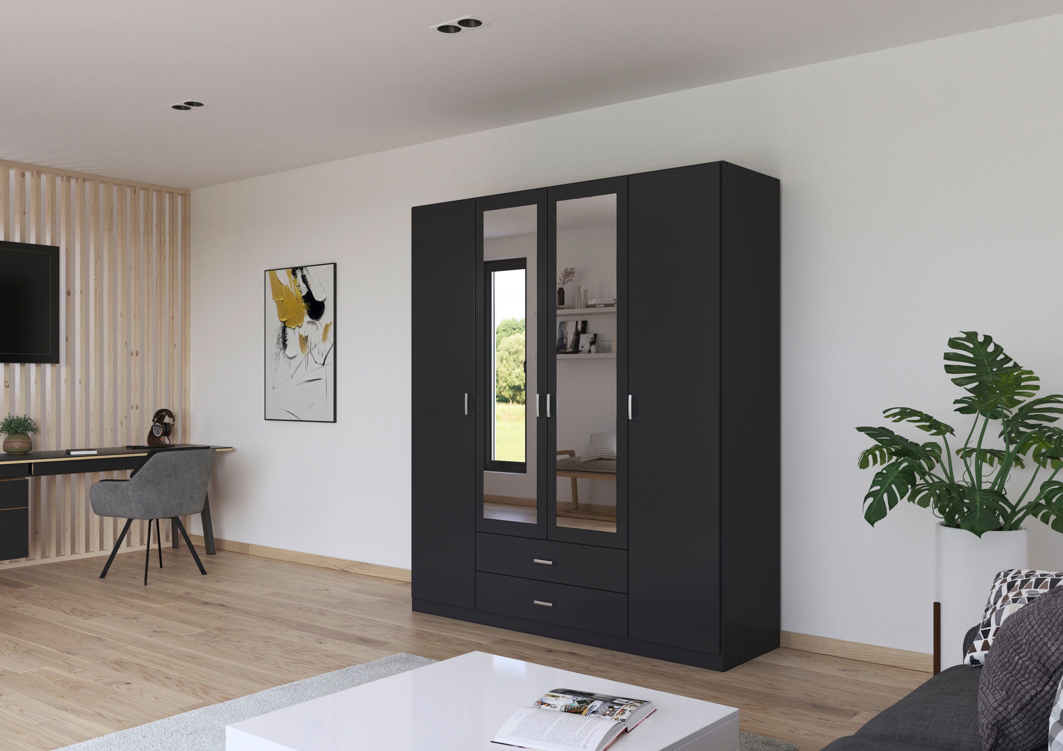 rauch Kleiderschrank Schrank Garderobe Ankleide GAMMA Breiten 91/136/181/226/271/315/360 cm (in 3 Ausstattungen BASIC/CLASSIC/PREMIUM (inkl. SOFT-CLOSE-Funktion – Bild 2 von 5