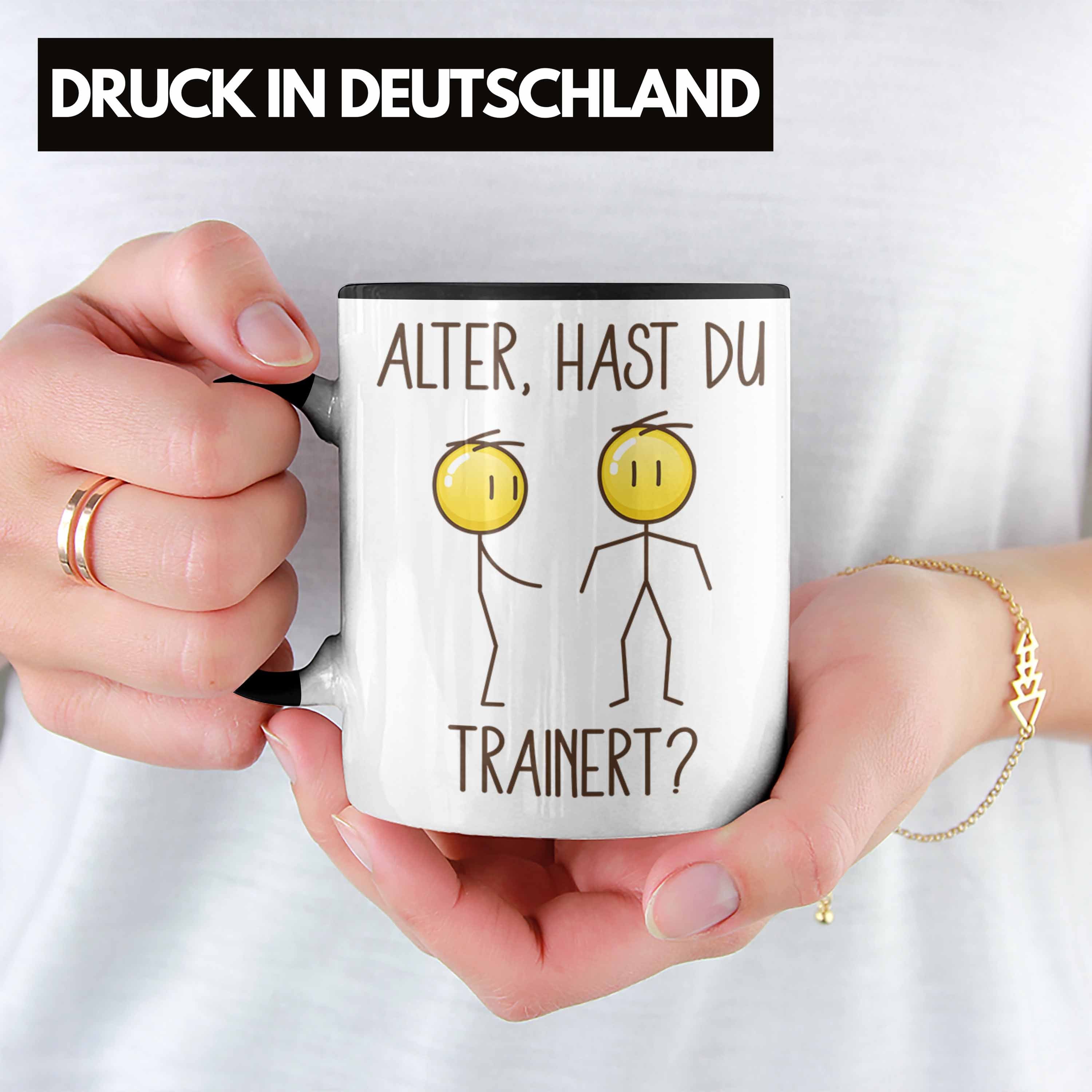 Trendation Tasse Trendation - Hast Du Trainiert Tasse Geschenk Fitness Lustiges Bodybui