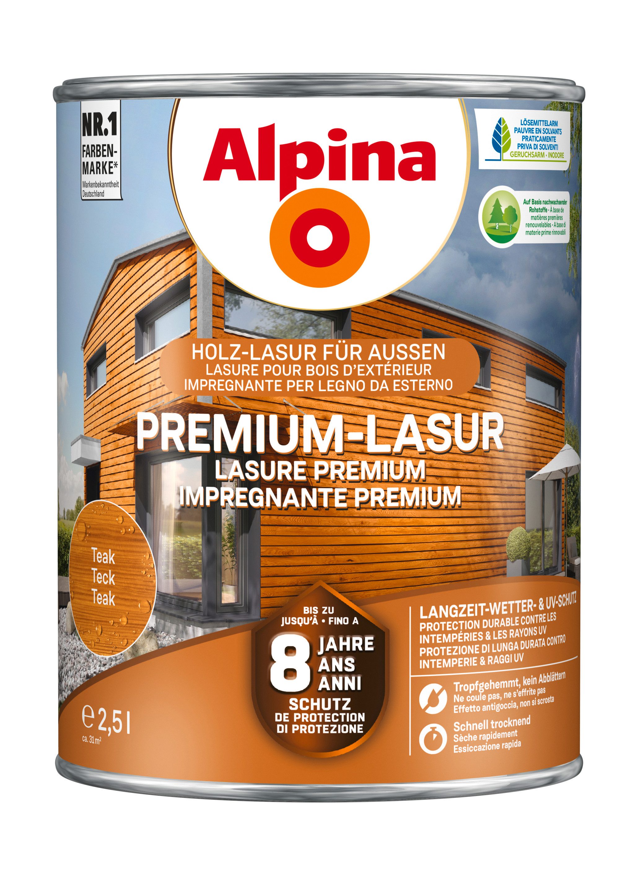 Alpina Lasur Premium-Lasur 2,5 Liter seidenmatt