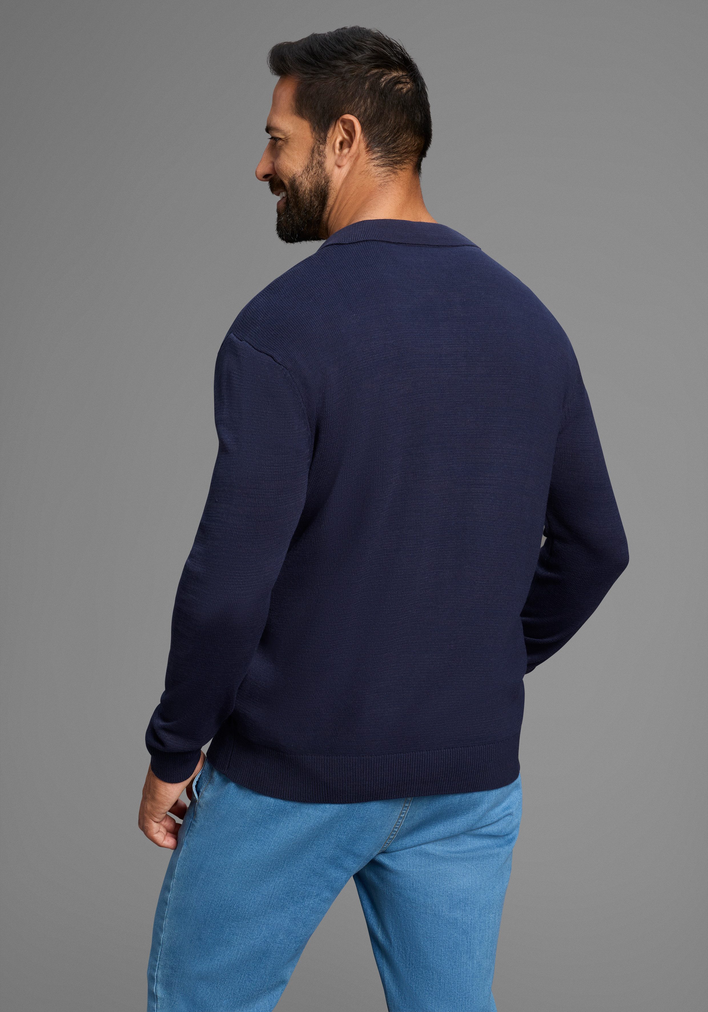 Man's World Polokragenpullover Feinstrick Feinstrick, ideal für die Übergangszeit, Basic Style – Bild 4 von 5