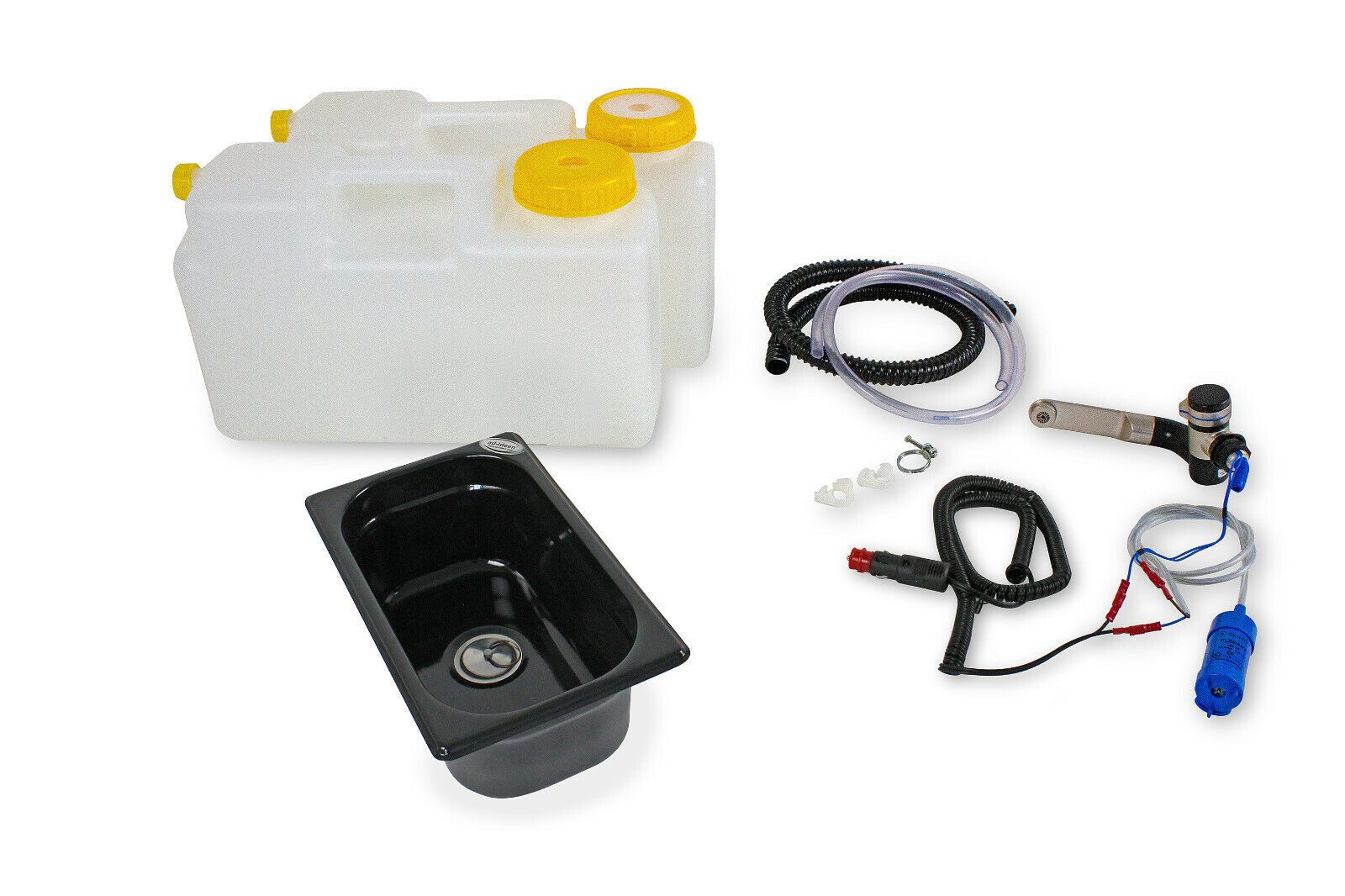 ad-ideen Waschbecken 12V Camping Spüle Technikset Bausatz 265x160x100mm Schwarz