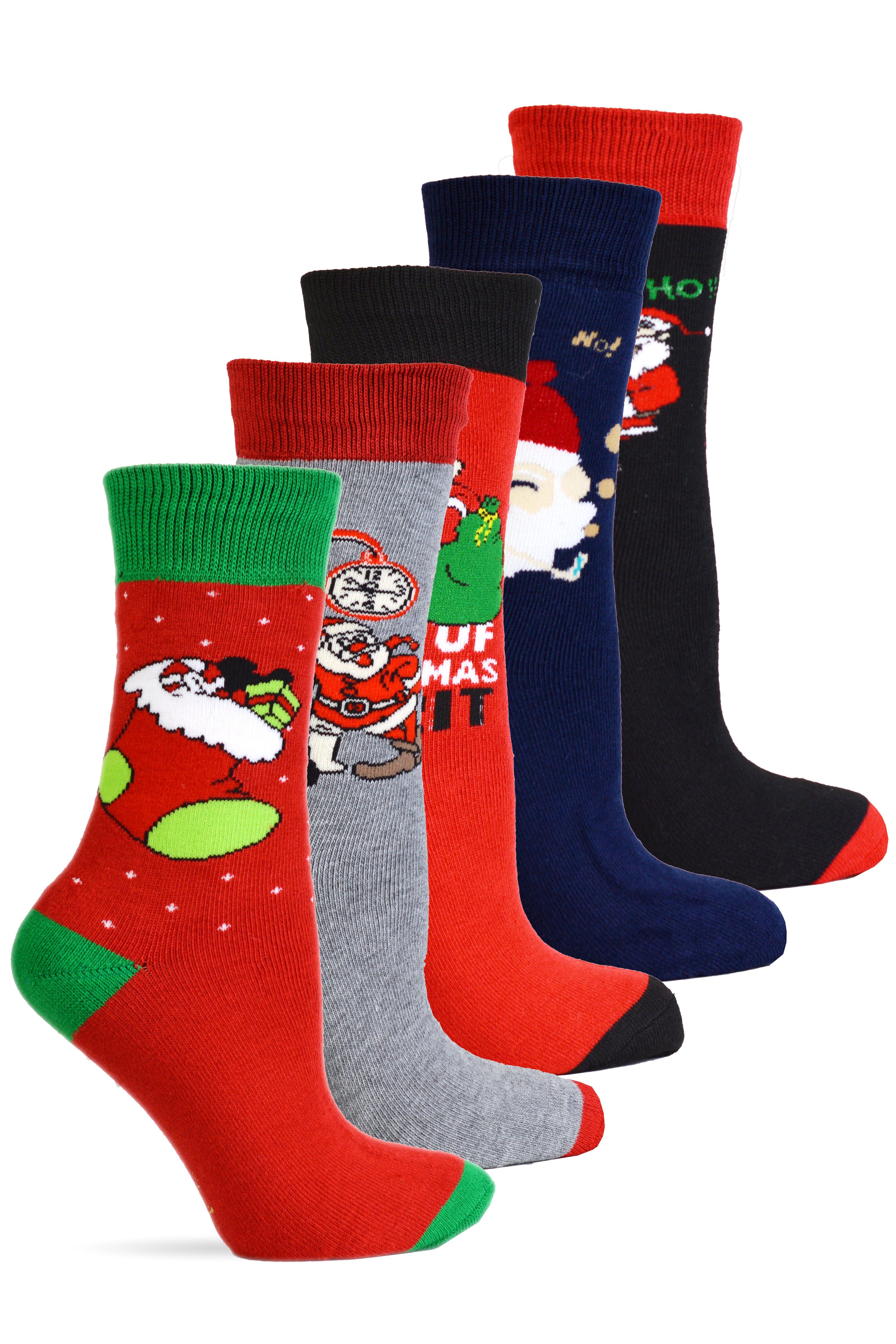 Frostfighter Socken Herren und Damen Weihnachtssocken (6 Paar) Anitipilling Innenfutter, Vollfrottee Innenfutter