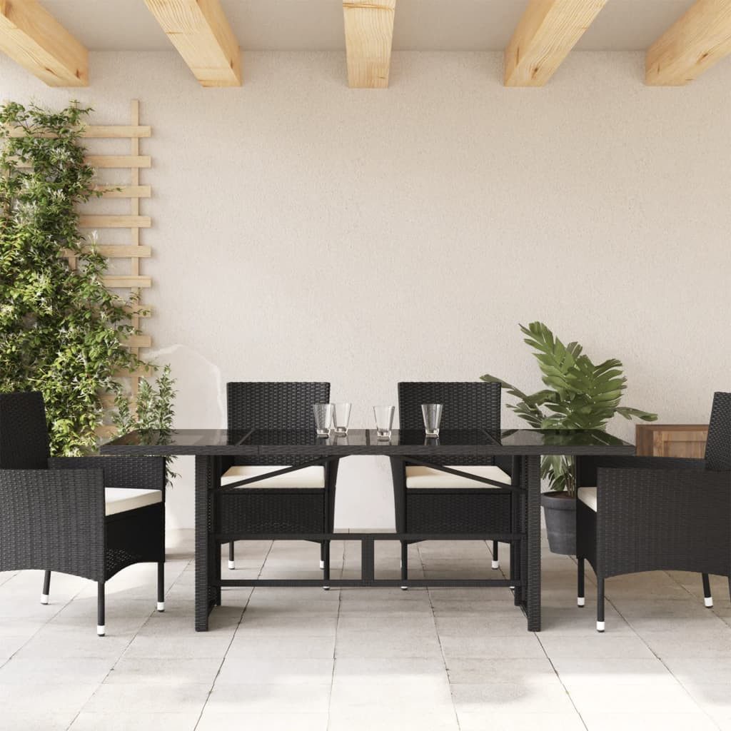 vidaXL Gartentisch Gartentisch mit Glasplatte Schwarz günstig online kaufen