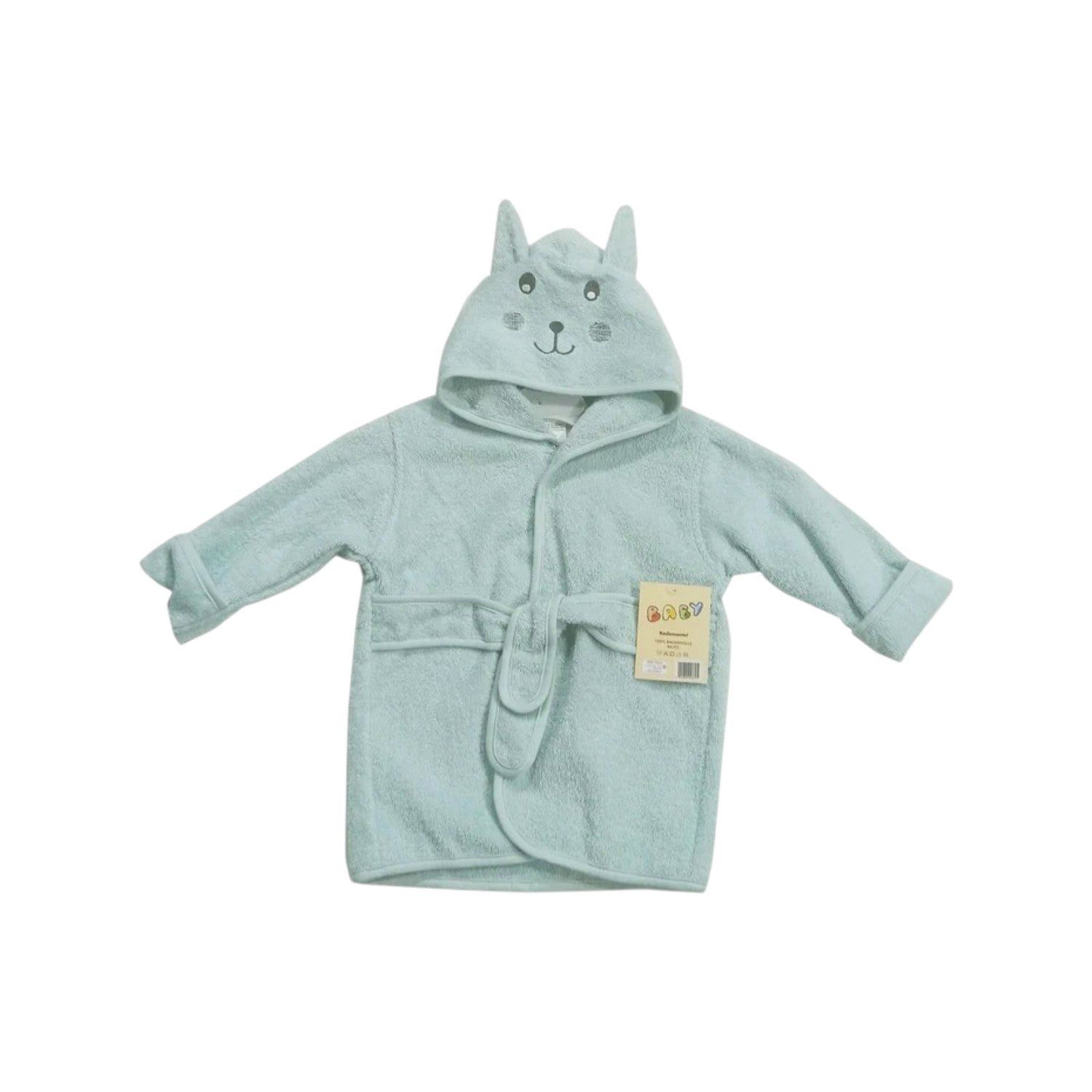 VewoTex Babybademantel Frottée mit Tiergesicht » Morgenmantel & Kleinkinder Badetuch, 100% Baumwolle » mit Kapuze und Gürtel